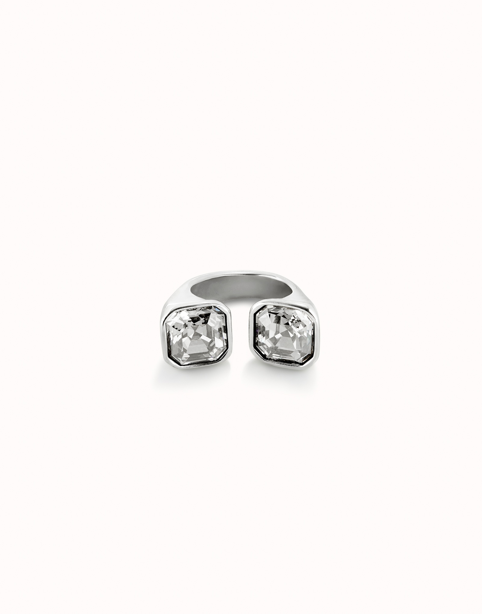 Ring with white crystal, Silver, large thumbnail