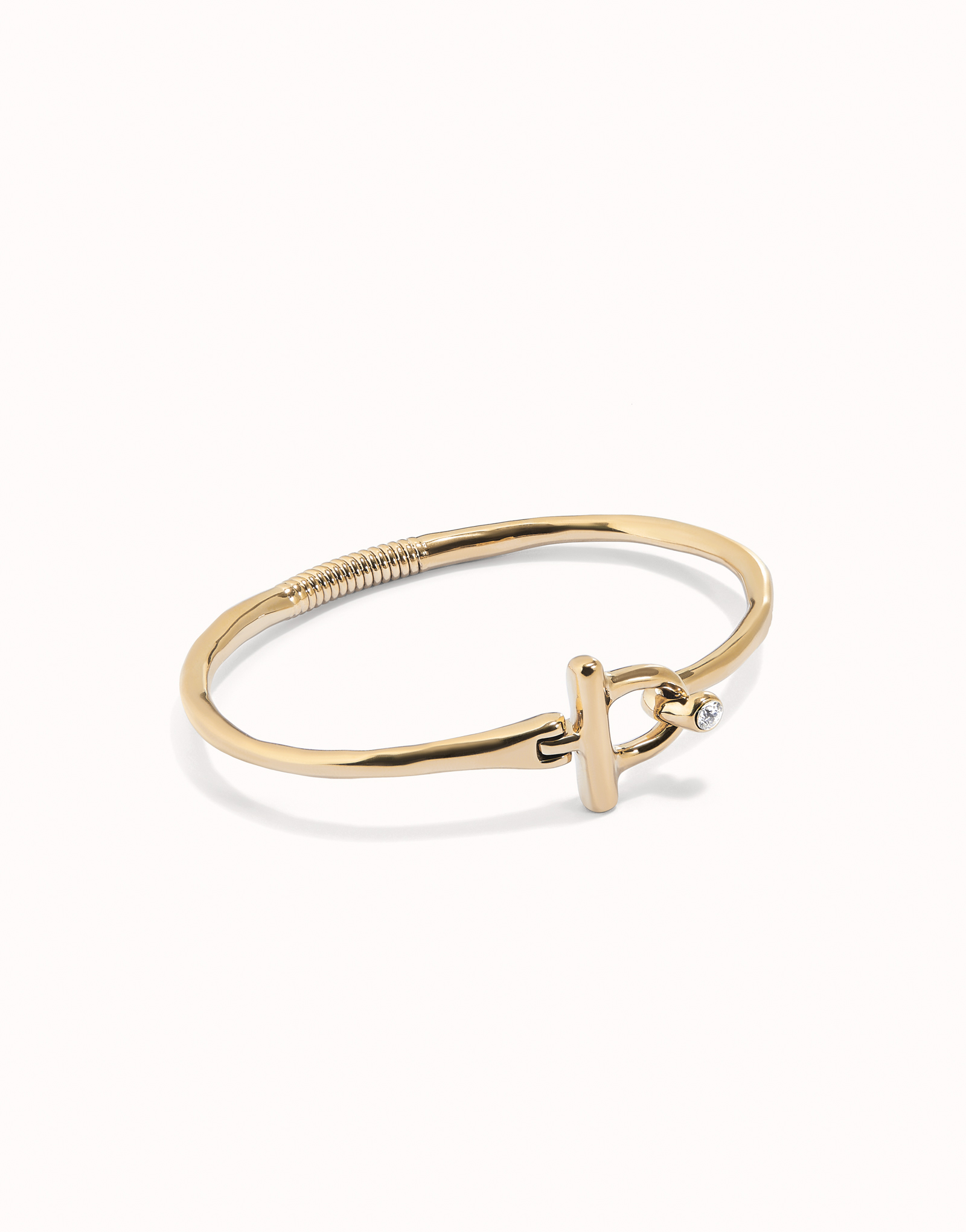 Bangle bracelet with white topaz, Golden, large thumbnail