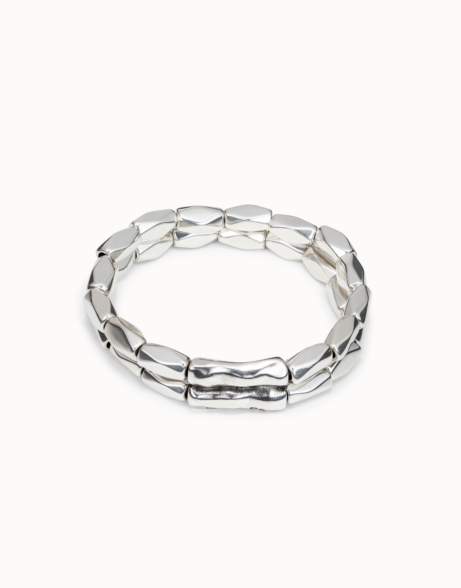 Double strand beaded stretch bracelet, Silver, large thumbnail
