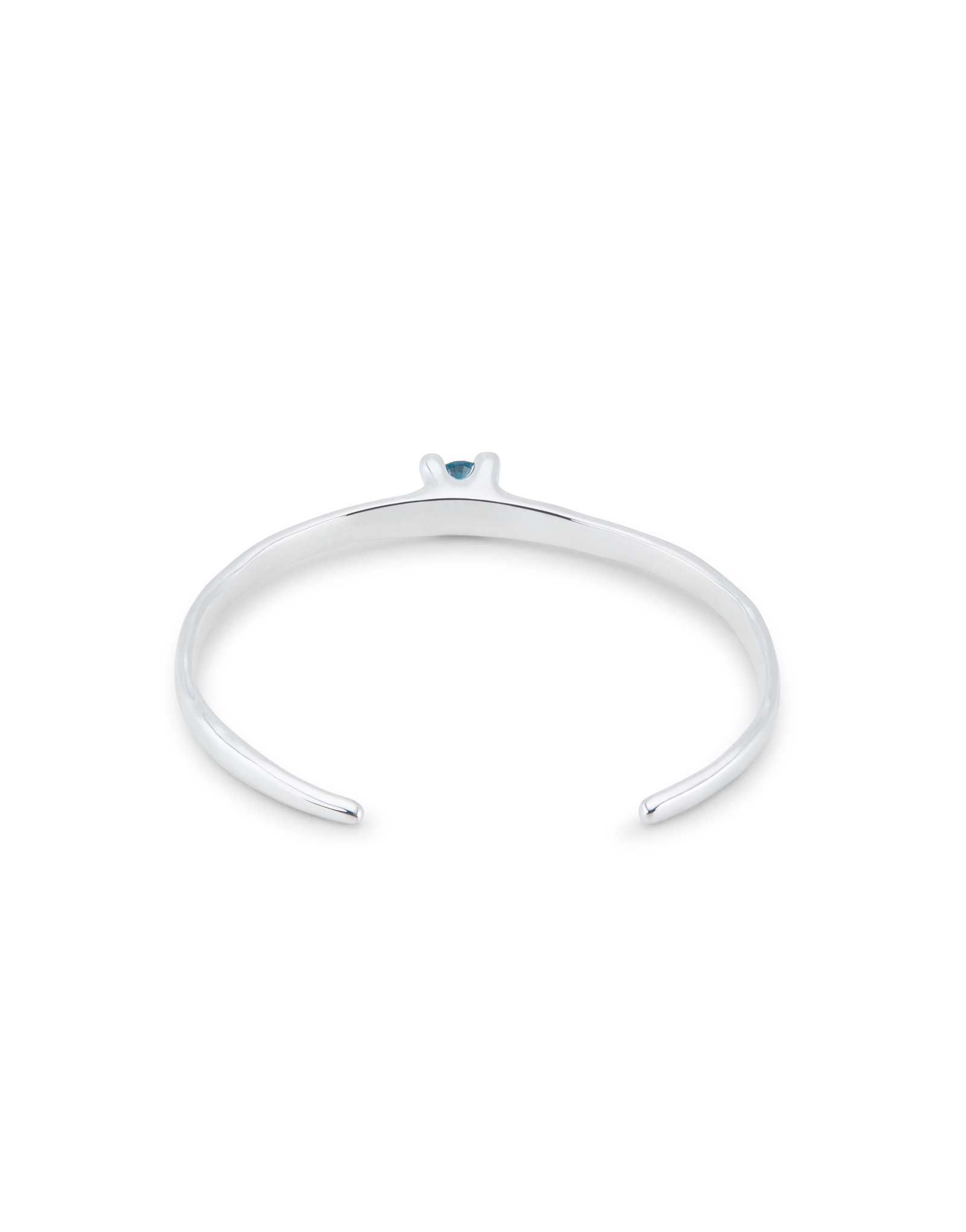 Cuff bracelet with blue cubic zirconia, Silver, large thumbnail