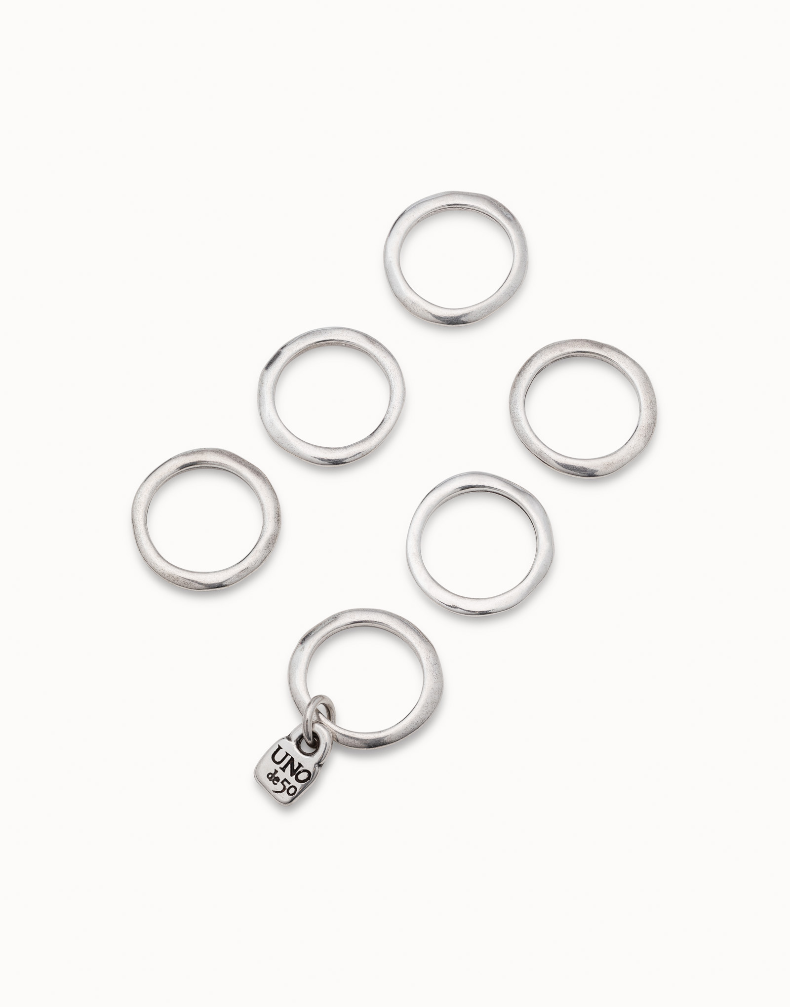 Multi row ring with a charm, Silver, large thumbnail