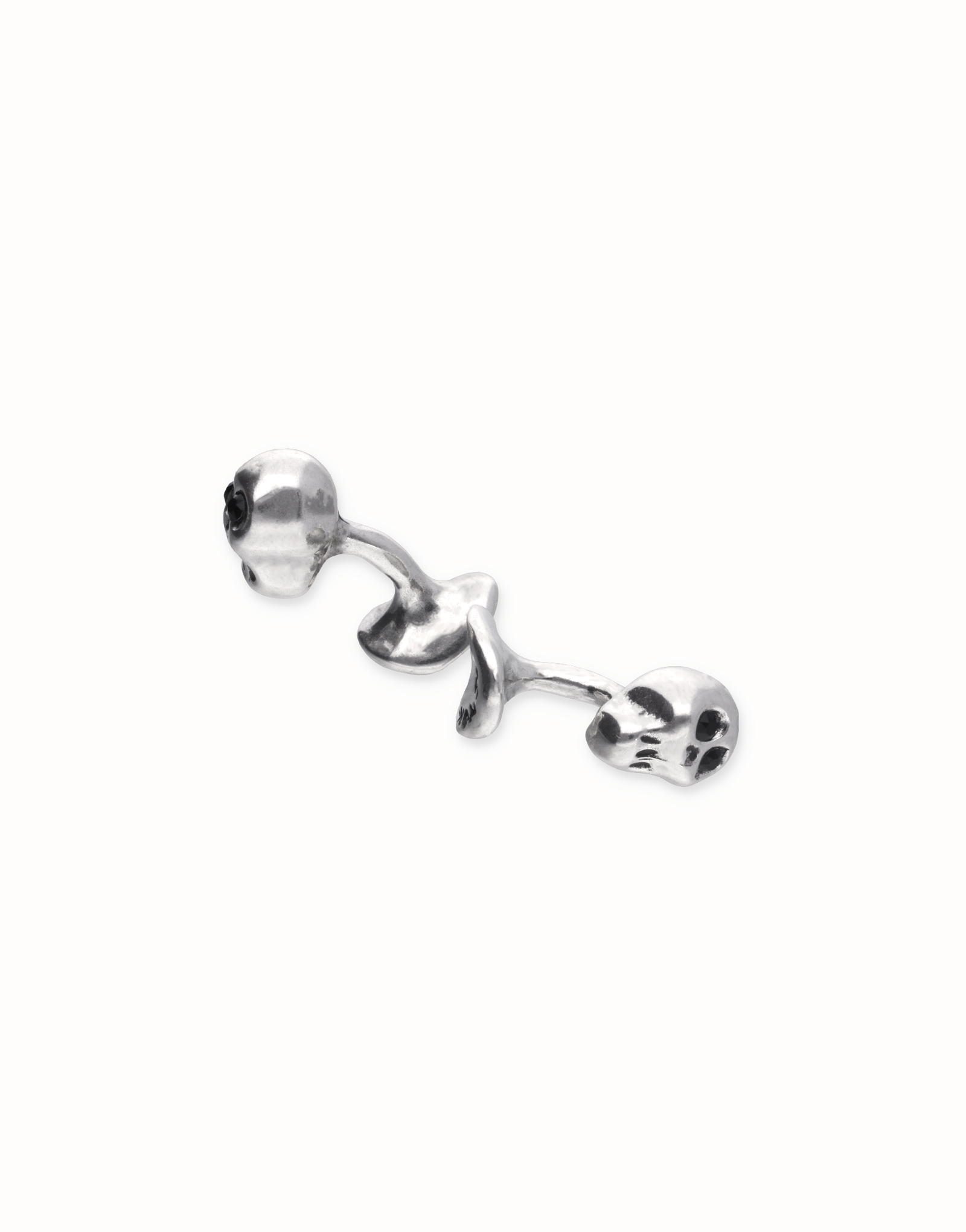 Cufflinks with faceted skull-shaped crystals, Silver, large thumbnail