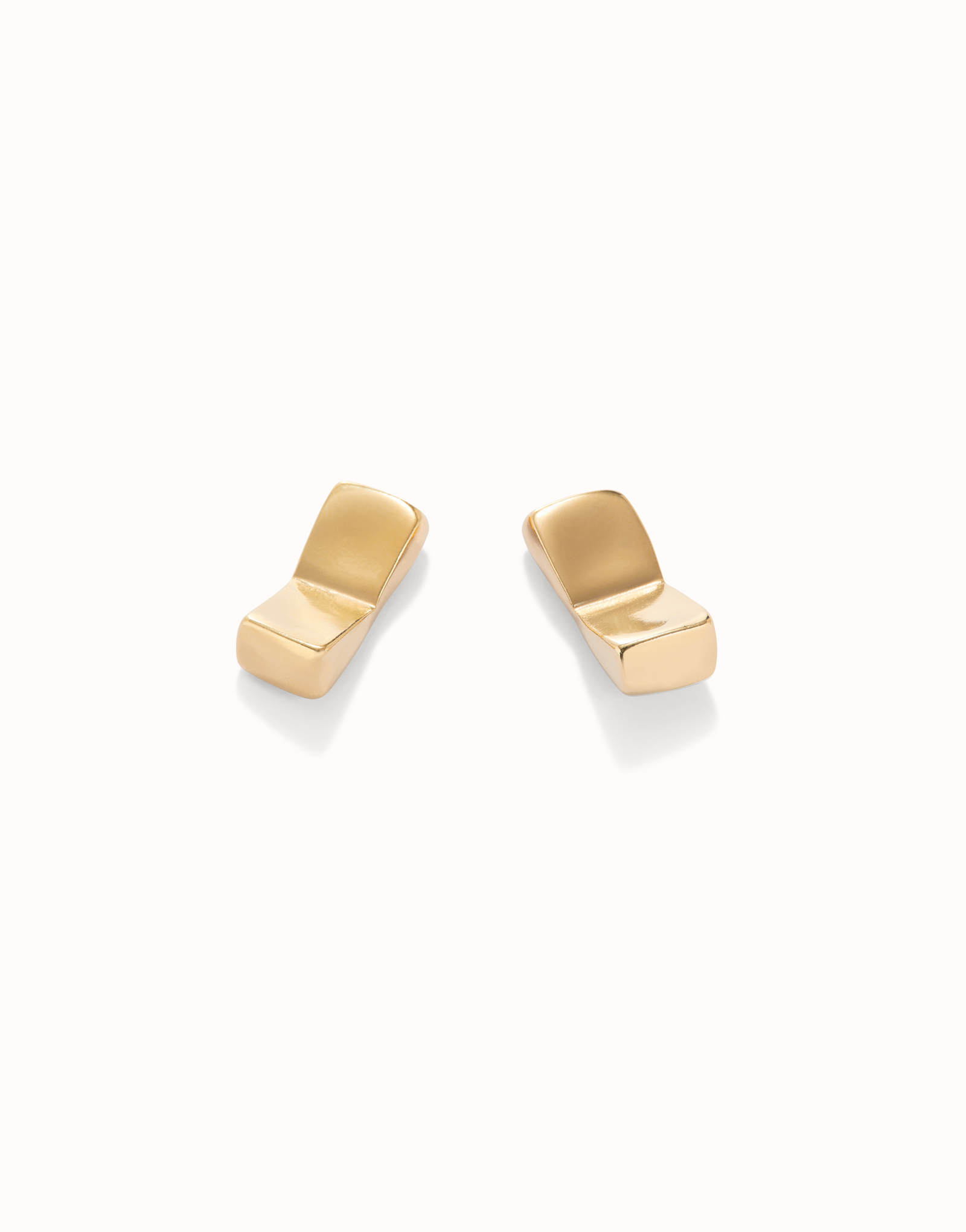 Rectangular-shaped stud earrings, Golden, large thumbnail