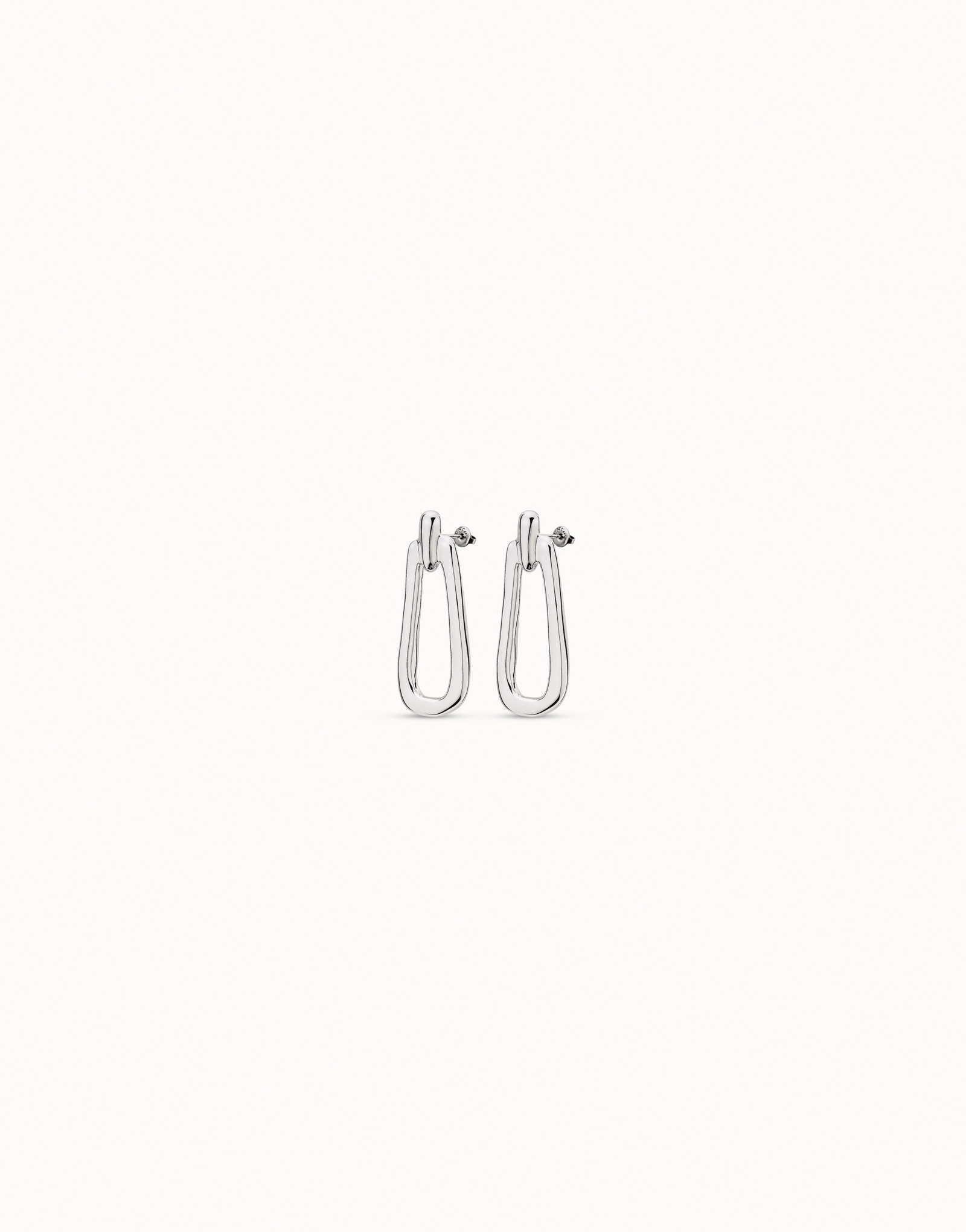 Link shaped earrings, Silver, large thumbnail
