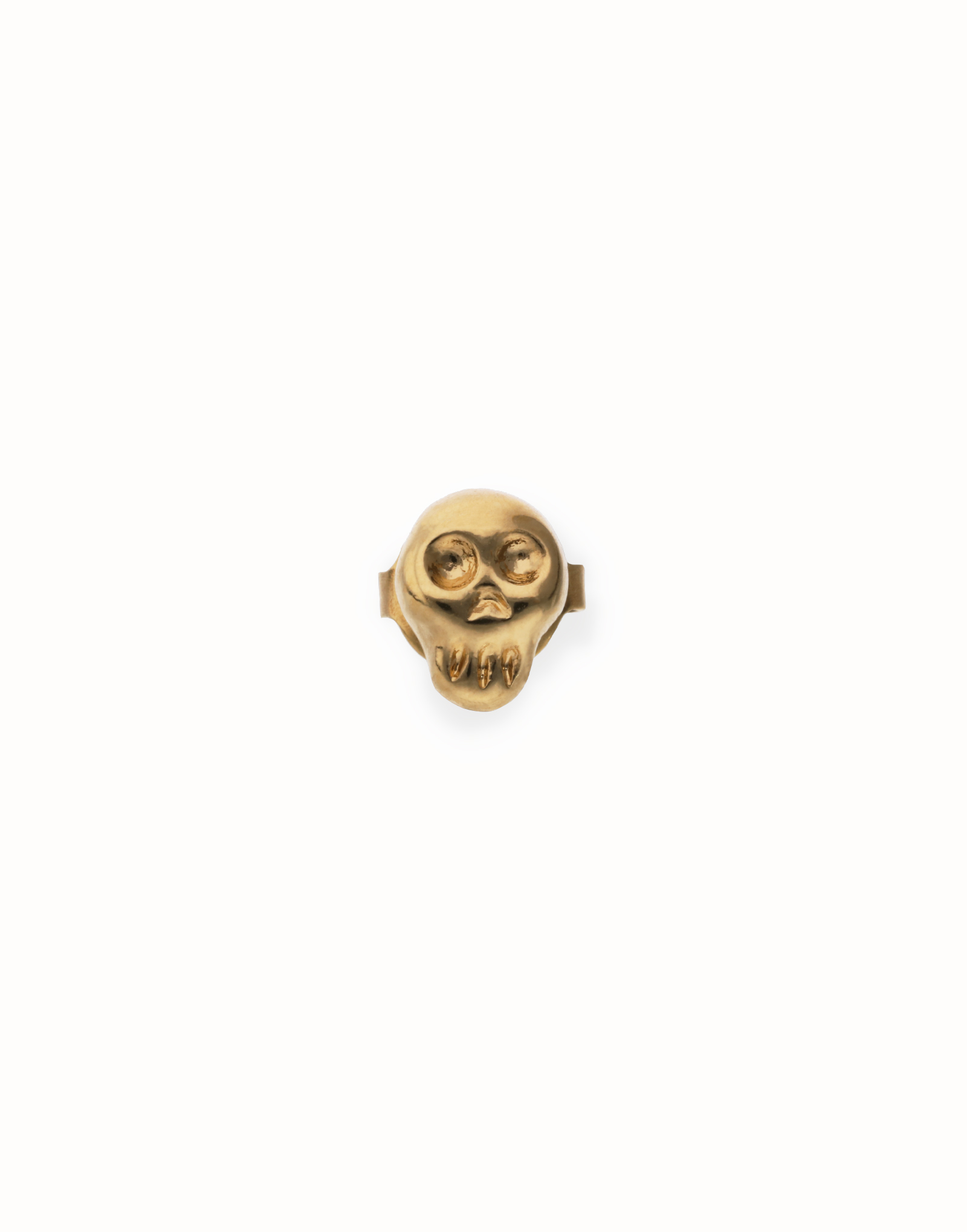 Skull single stud earring, Golden, large thumbnail