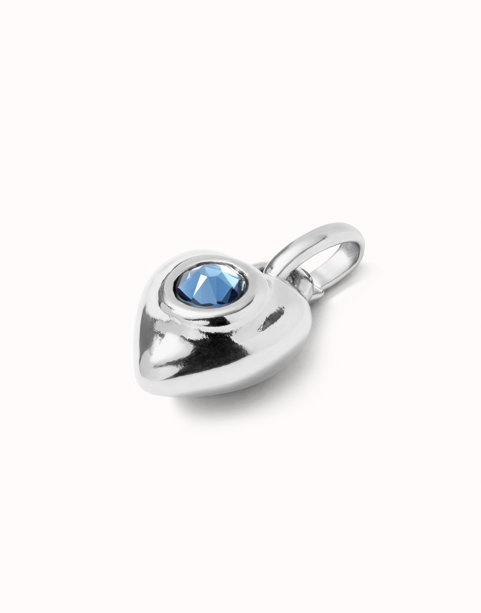 Charm with blue crystal, Silver, large thumbnail