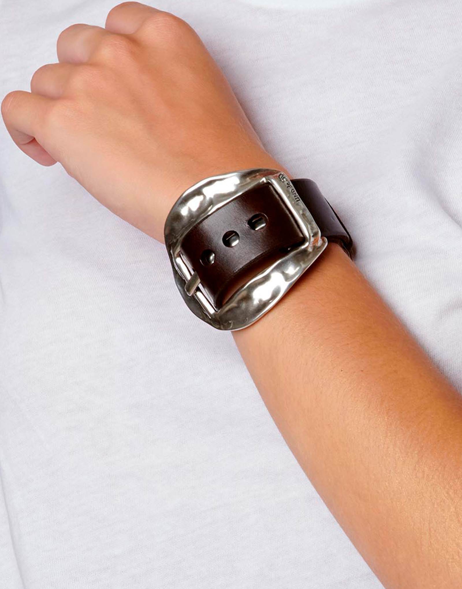 Leather bracelet, Silver, large thumbnail