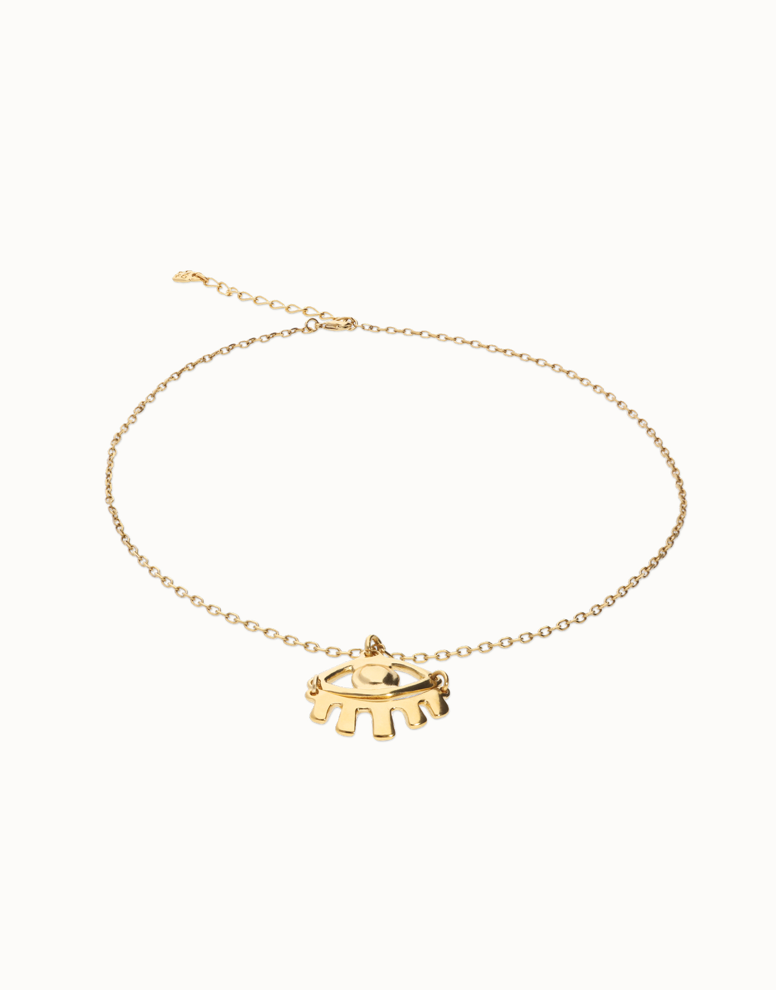 Short pendant chain necklace with small eye, Golden, large thumbnail