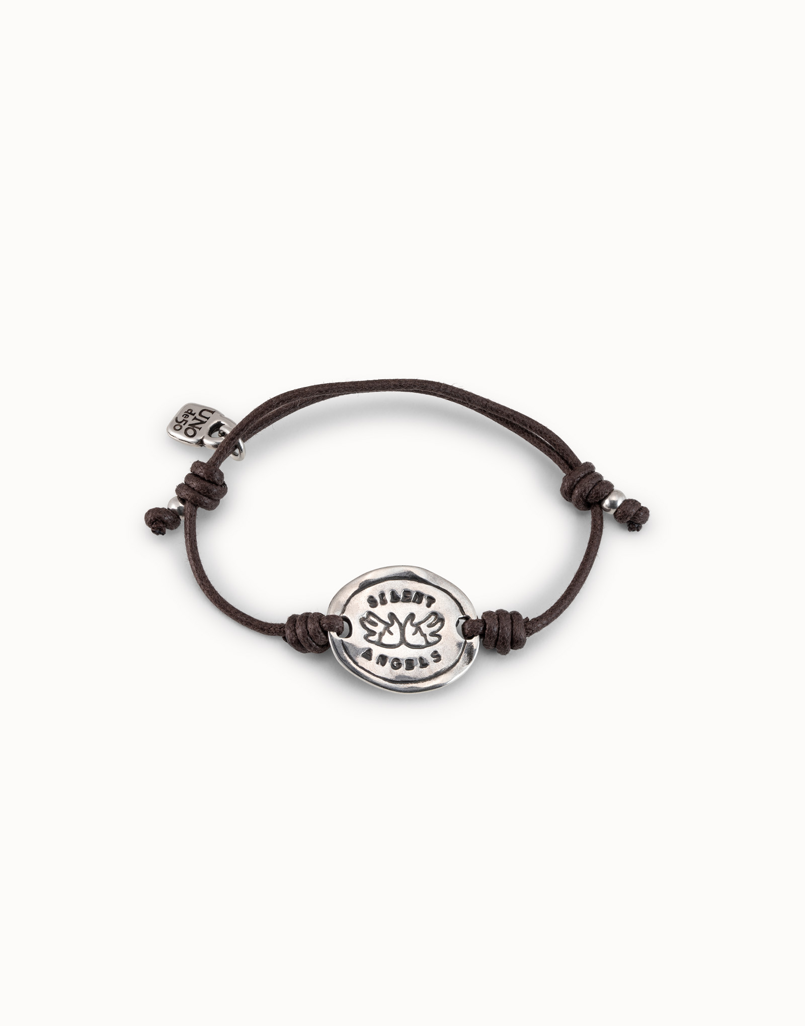 Leather bracelet with plate, Silver, large thumbnail