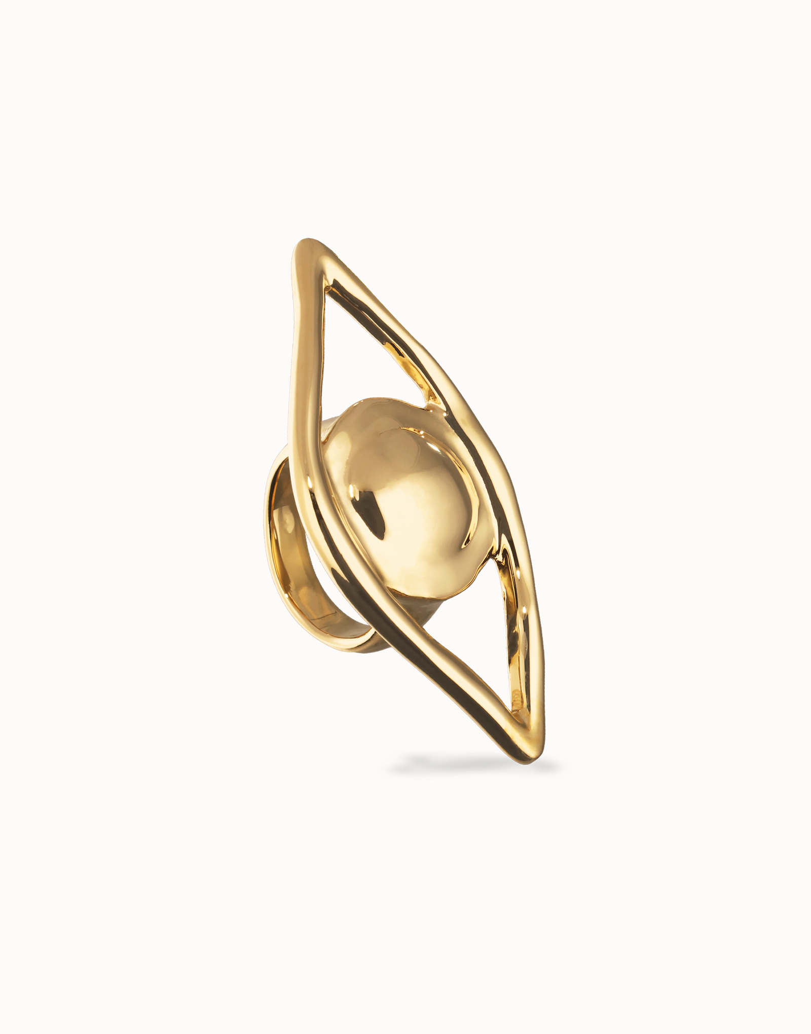 Big eye-shaped ring, Golden, large thumbnail