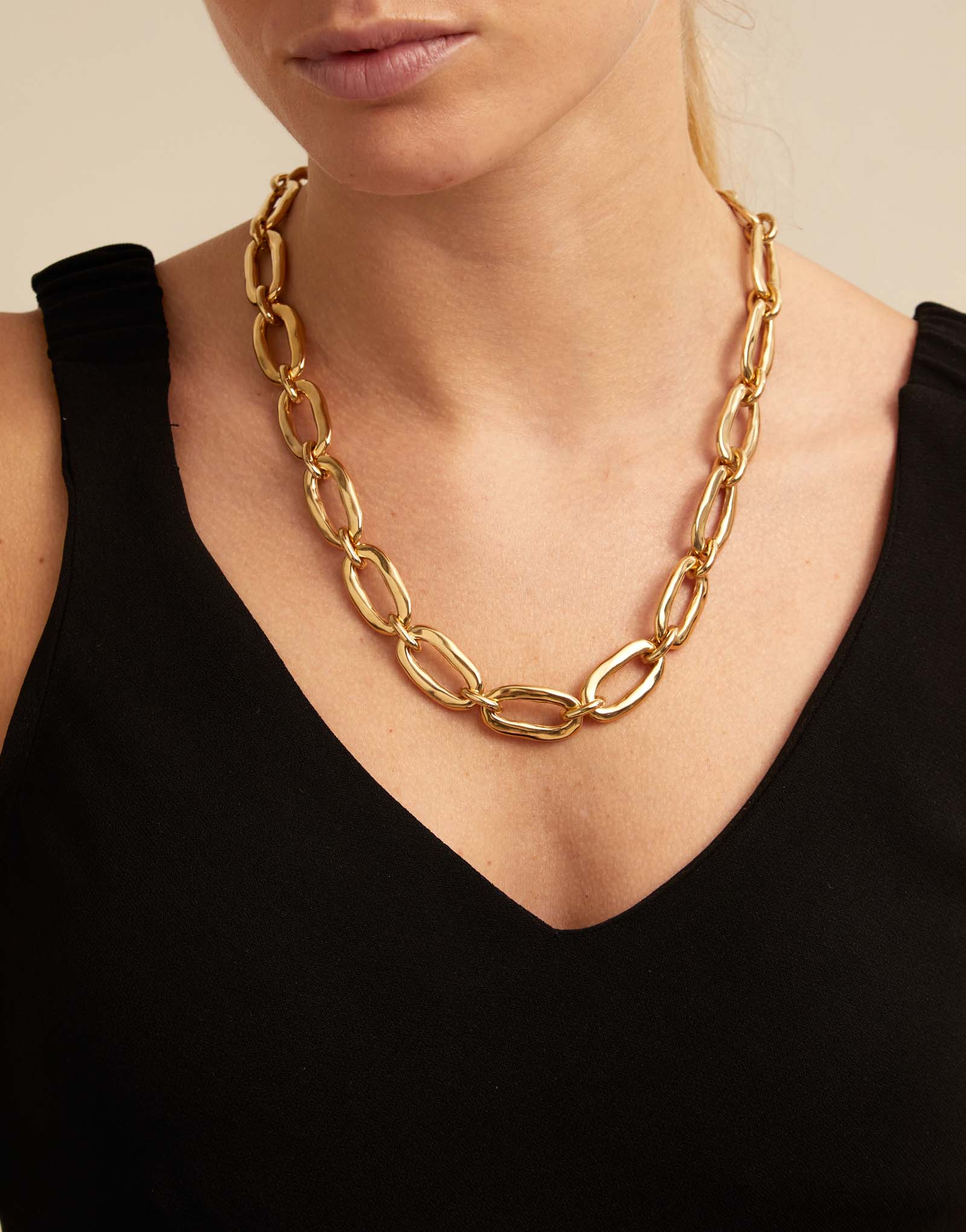 Link chain necklace, Golden, large thumbnail