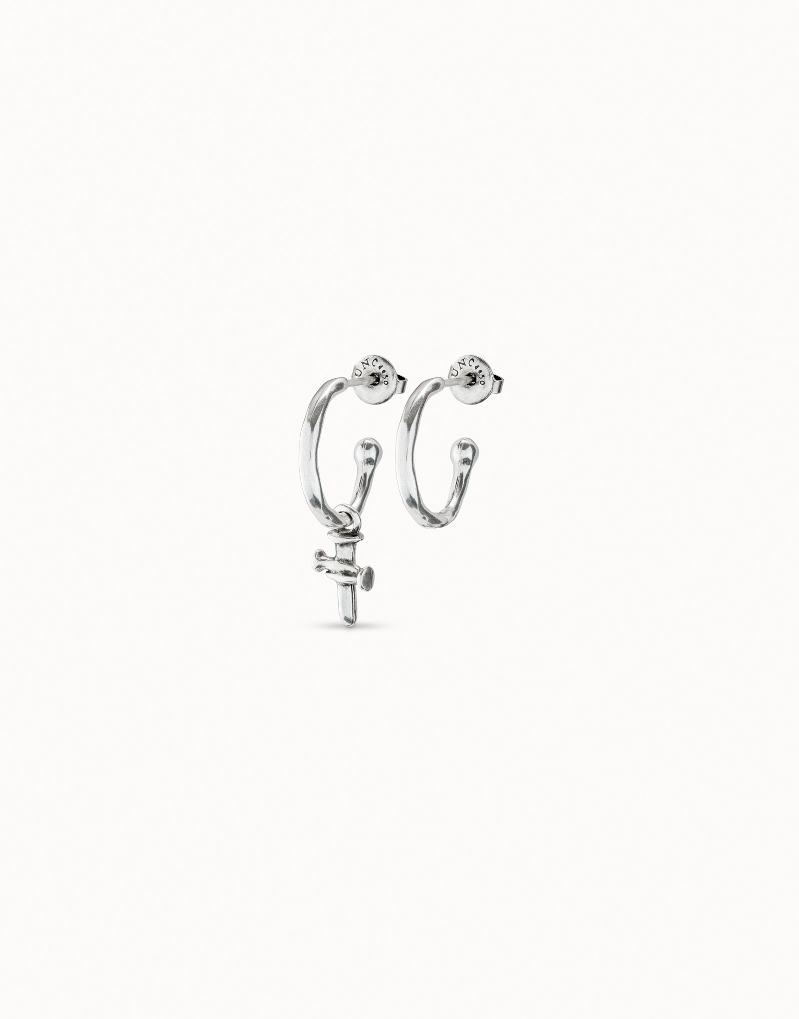 Cross Single Hoop Charm, Silver, large thumbnail