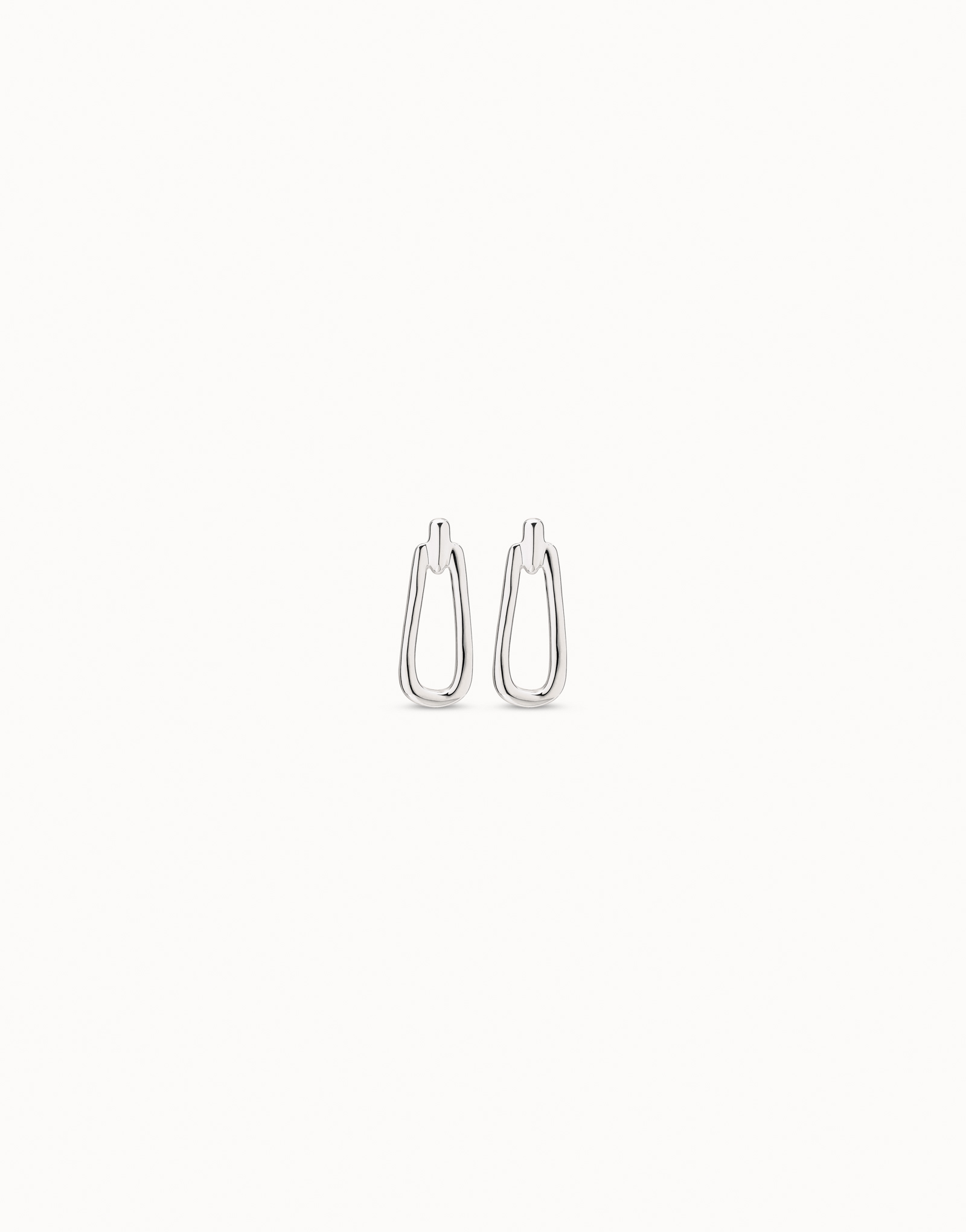 Link shaped earrings, Silver, large thumbnail