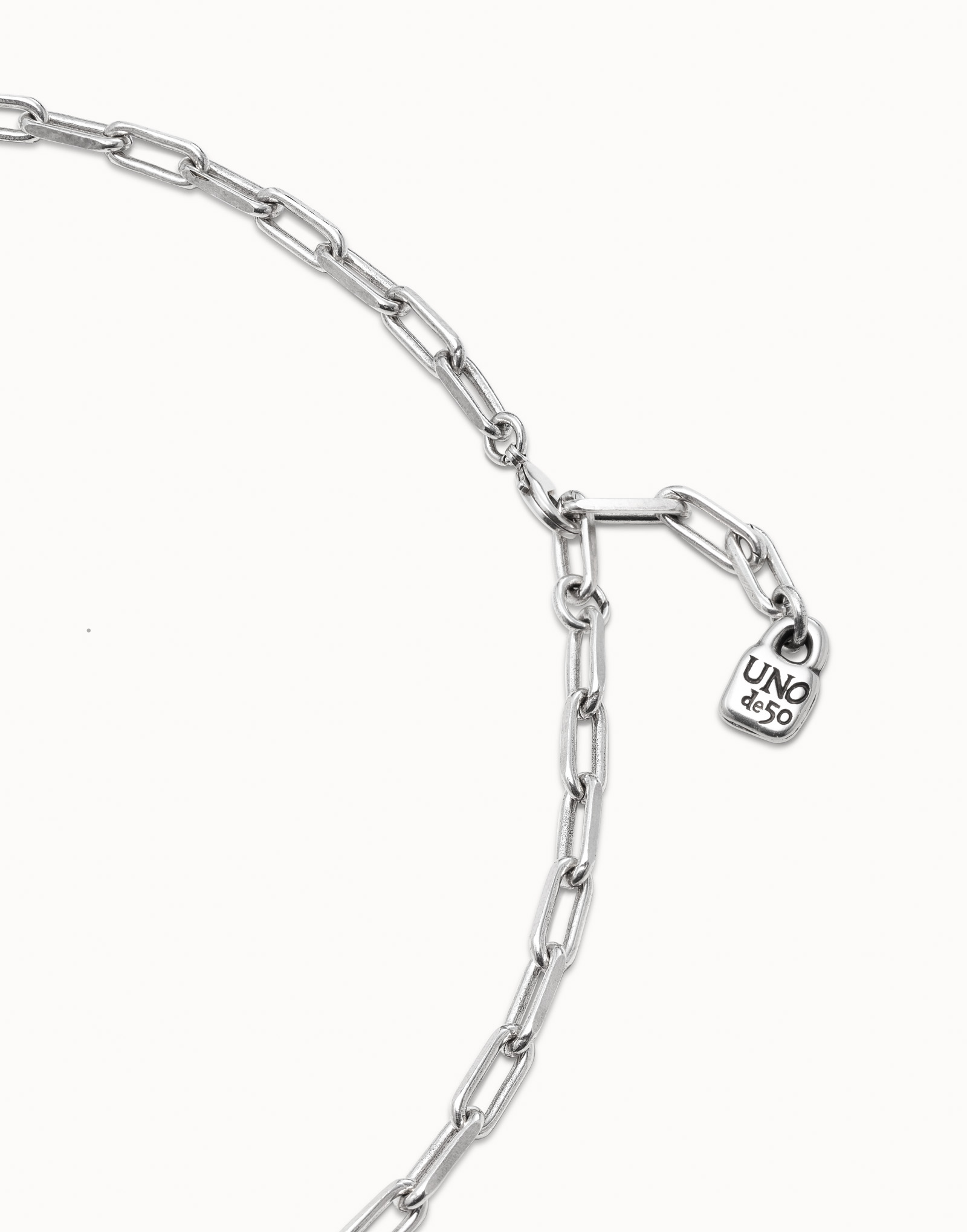 Long link chain charm necklace, Silver, large thumbnail
