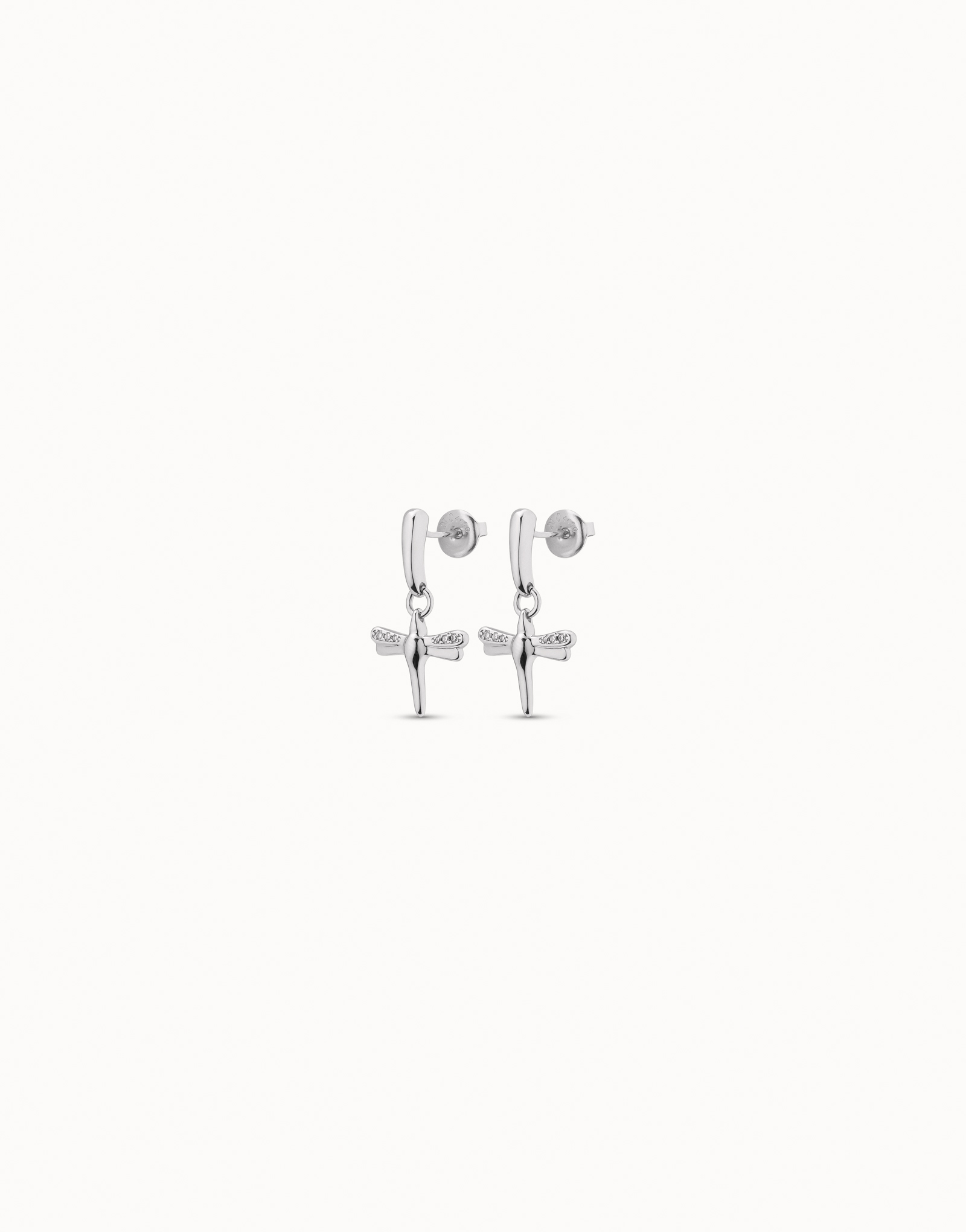 Dragonfly shaped earrings with topaz, Silver, large thumbnail