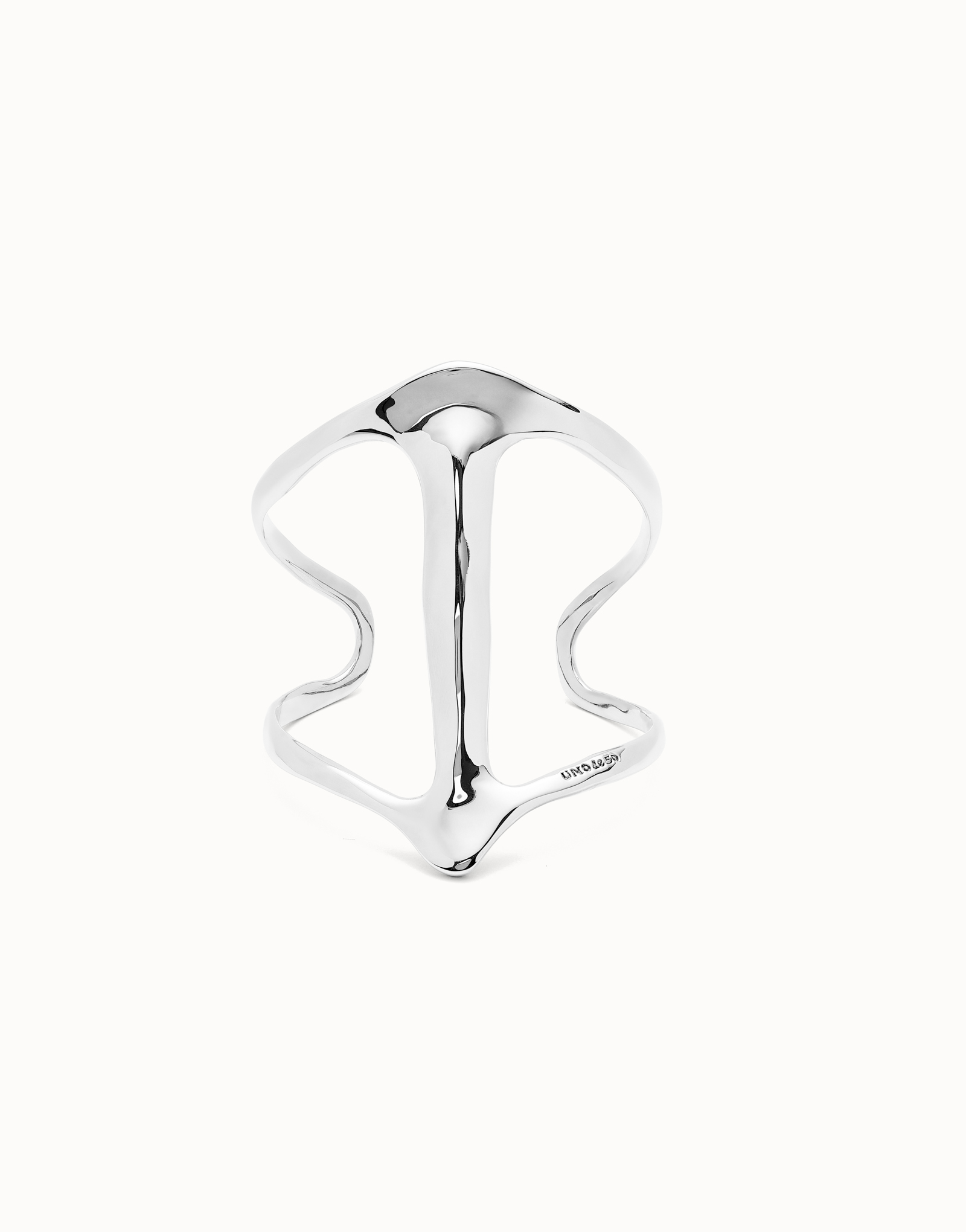 Cuff bracelet with manta ray structure, Silver, large thumbnail