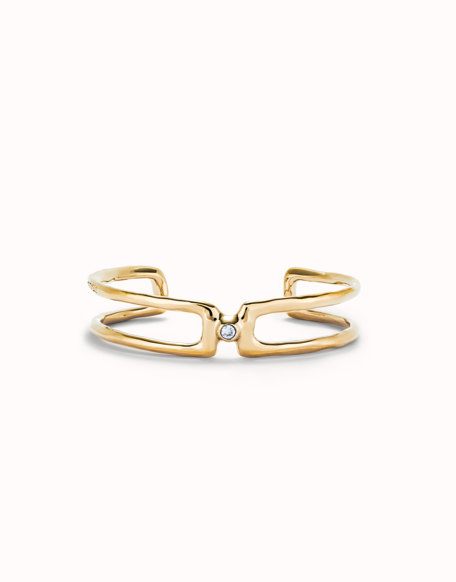 Double strand bangle bracelet with white topaz, Golden, large thumbnail