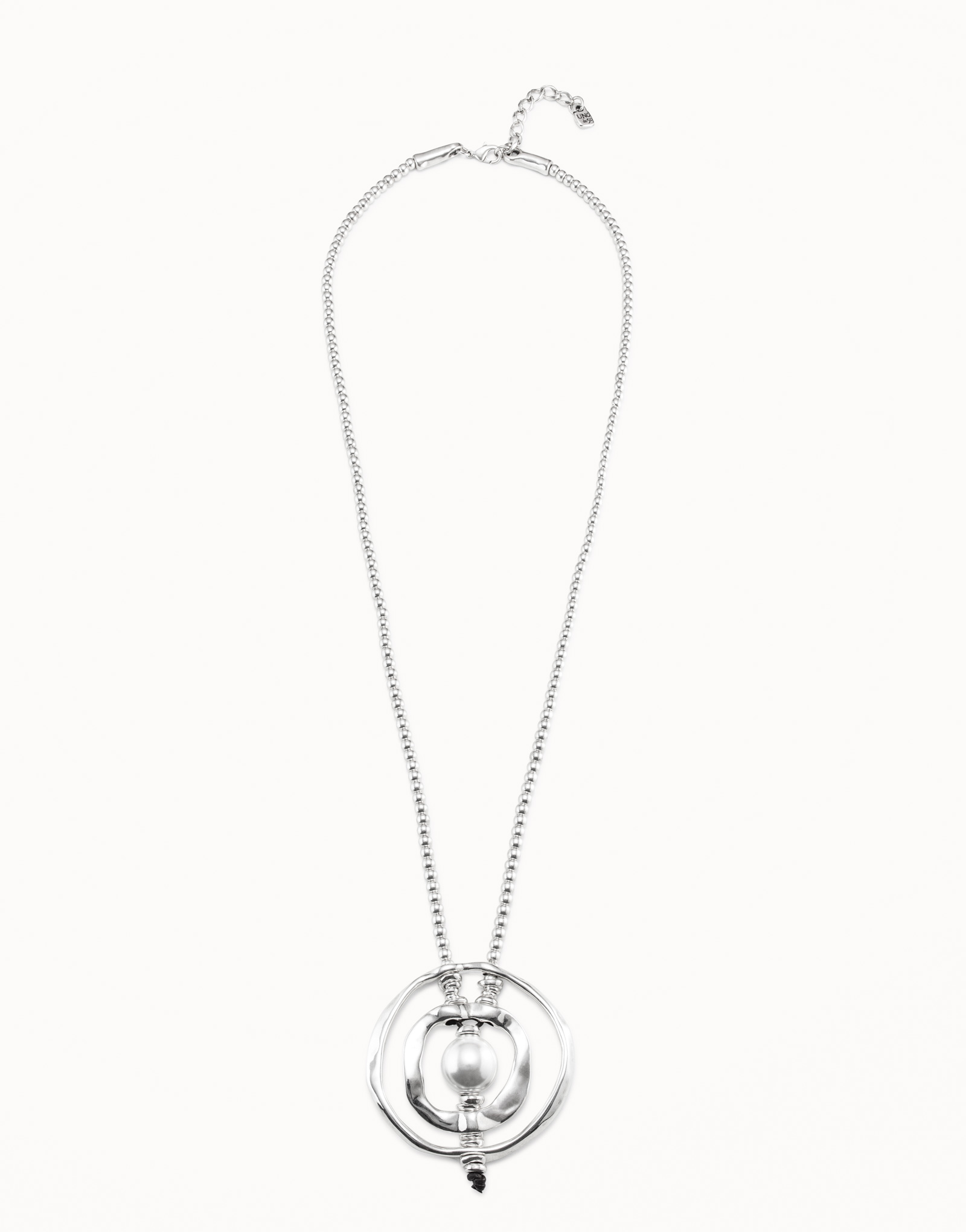 Long pendant necklace with pearl, Silver, large thumbnail