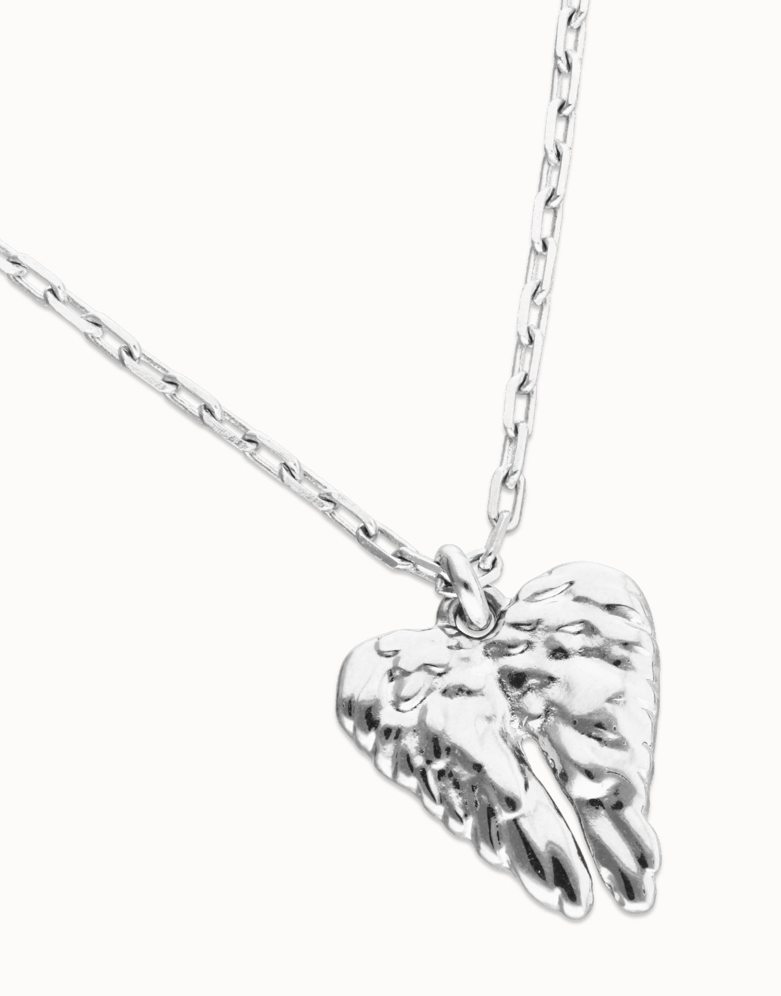 Short necklace with wing detail, Silver, large thumbnail