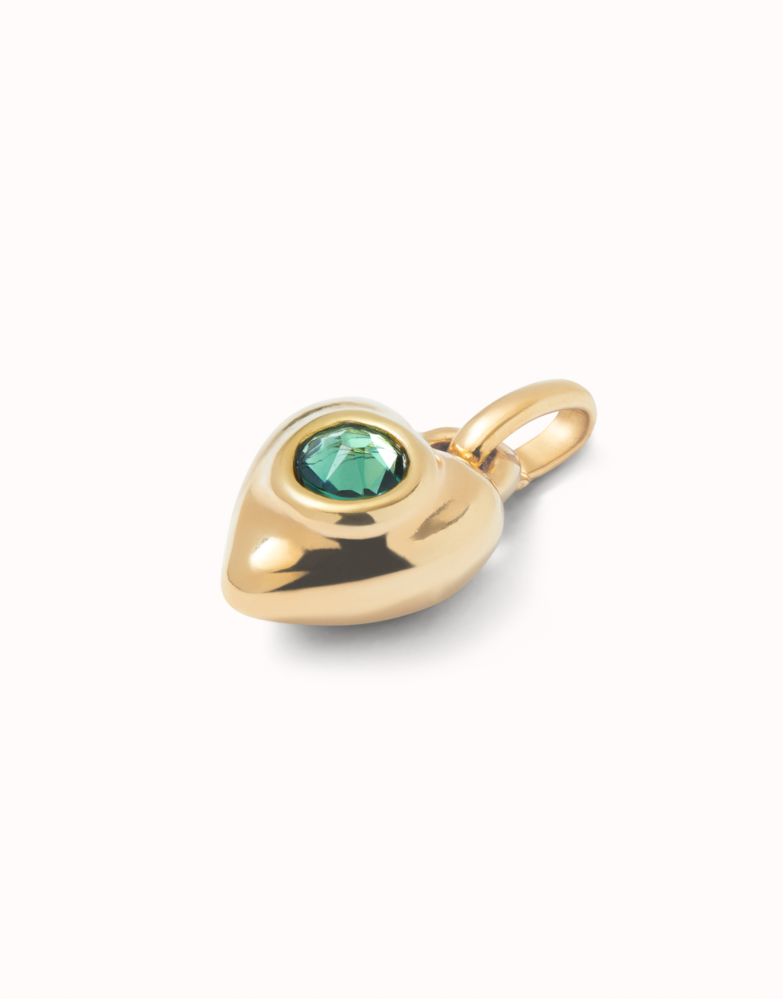 Charm with green crystal, Golden, large thumbnail