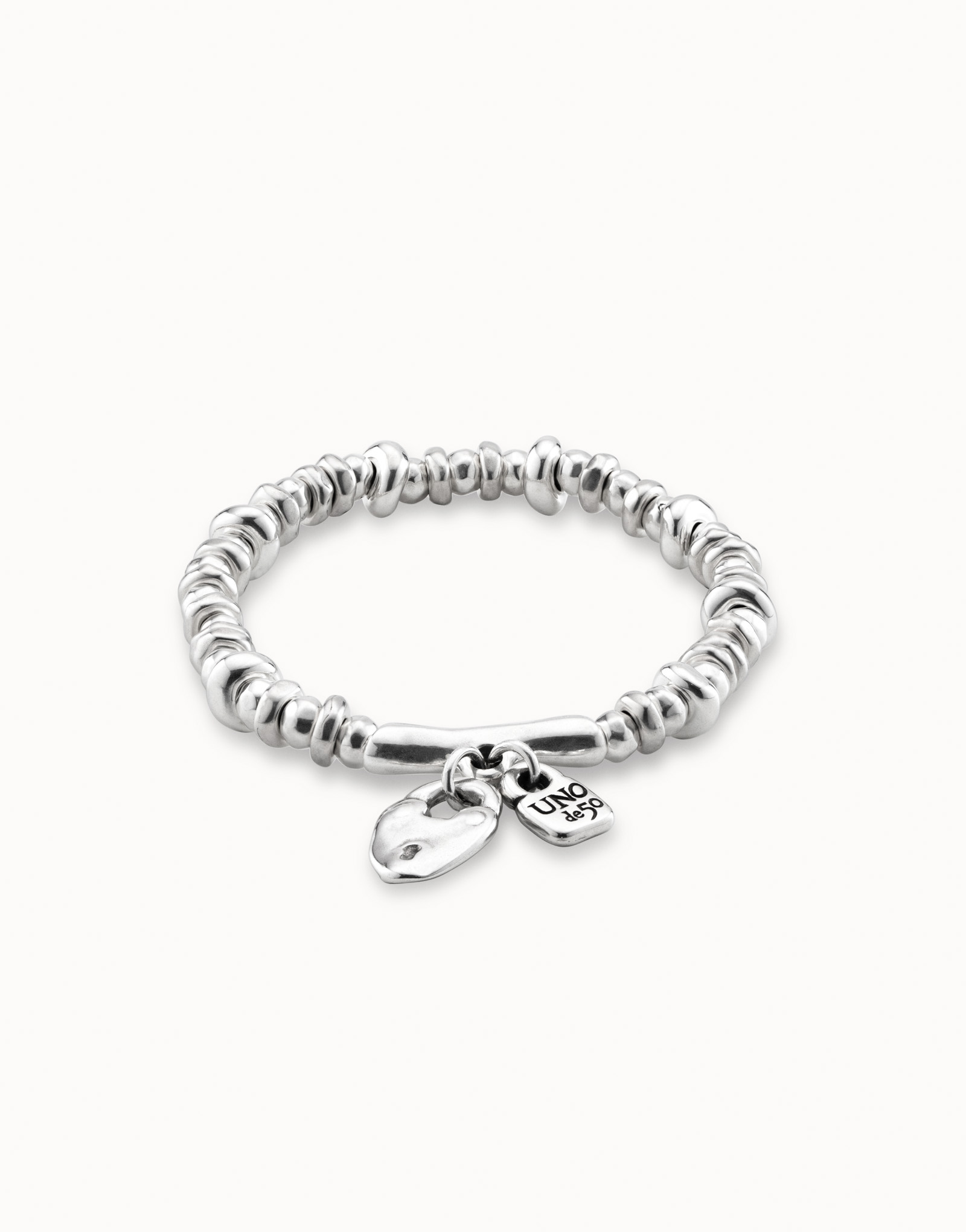 Beaded stretch bracelet with charms, , large thumbnail