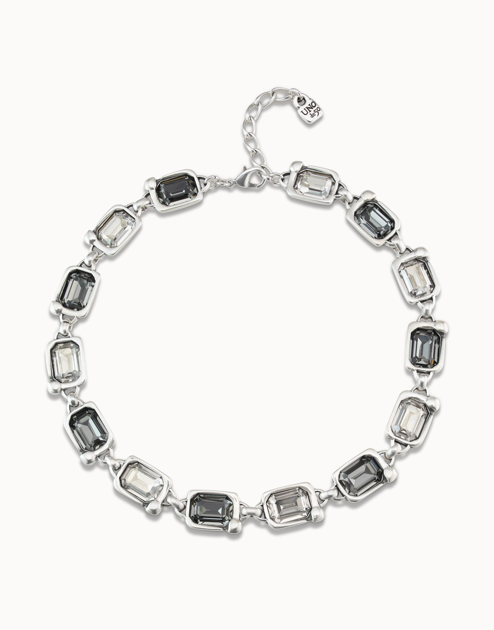Short necklace with crystals, Silver, large thumbnail