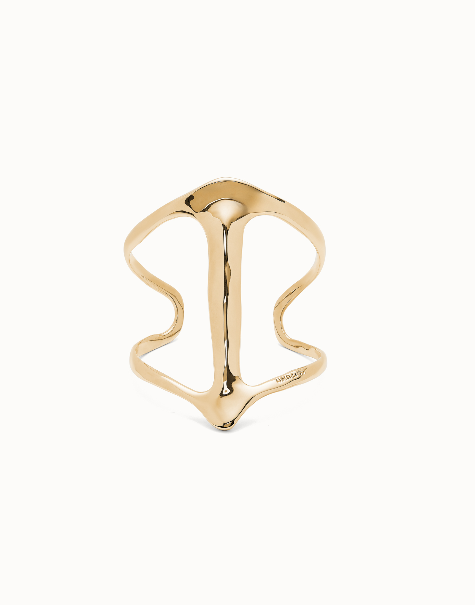 Cuff bracelet with manta ray structure, Golden, large thumbnail