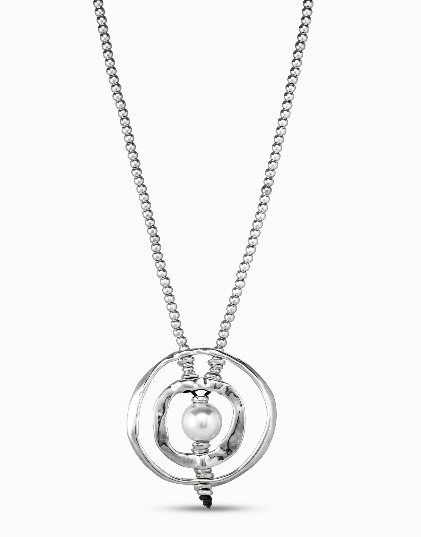 Long pendant necklace with pearl, Silver, large thumbnail