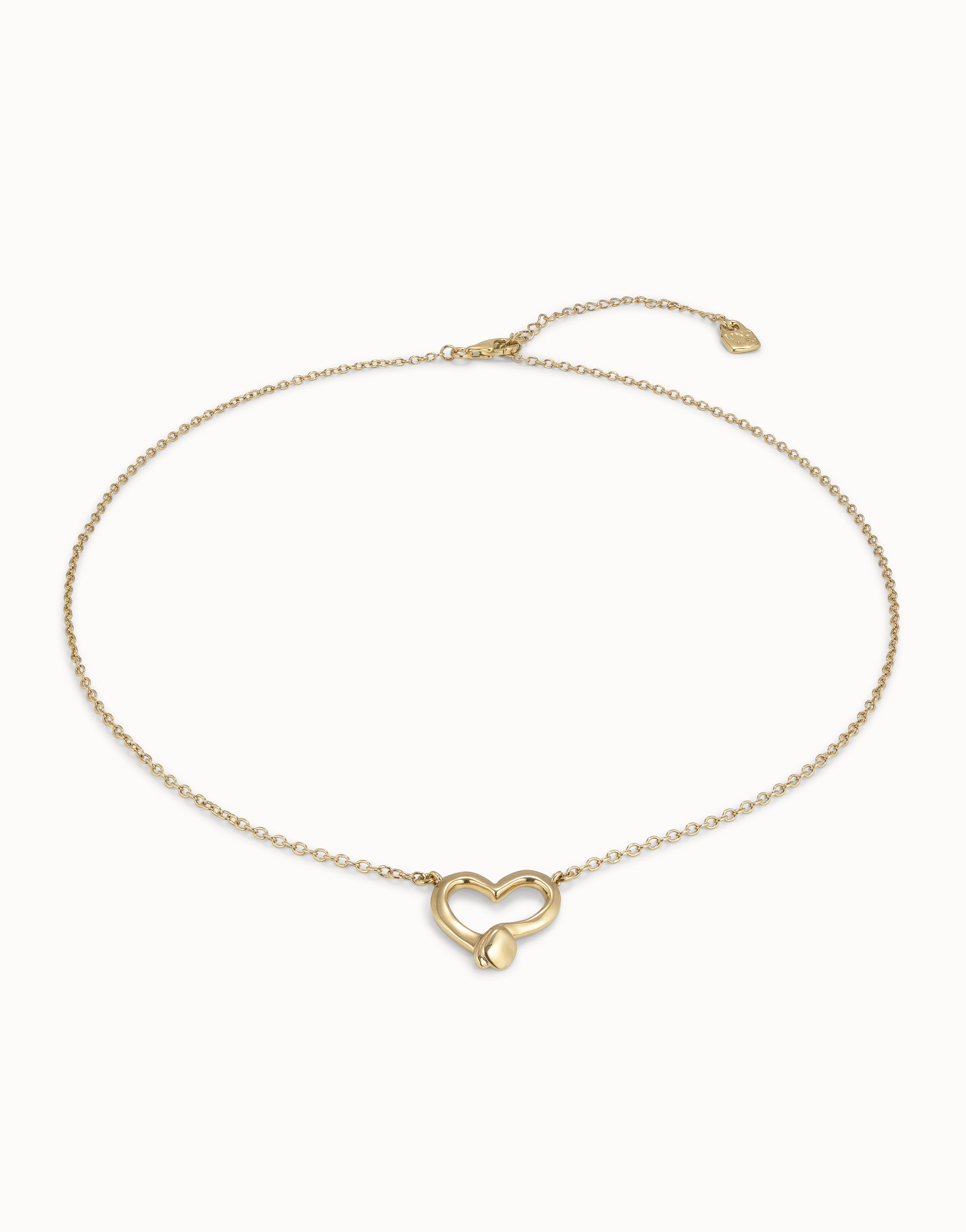 Chain pendant necklace  with heart, Golden, large thumbnail