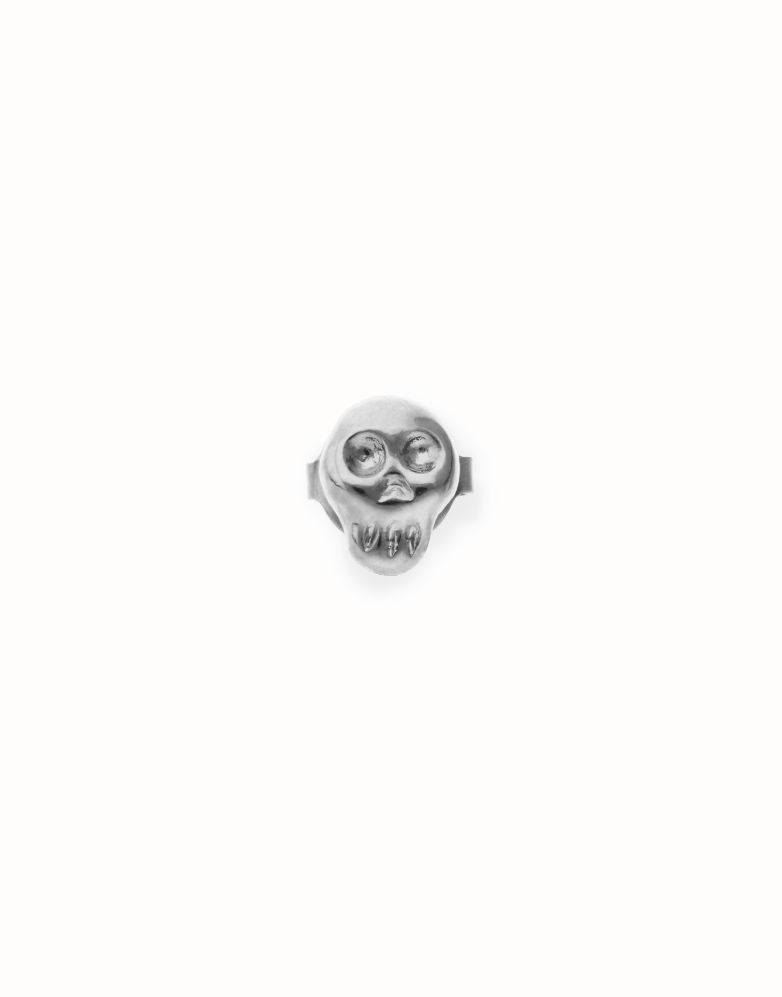 Skull single stud earring, Silver, large thumbnail