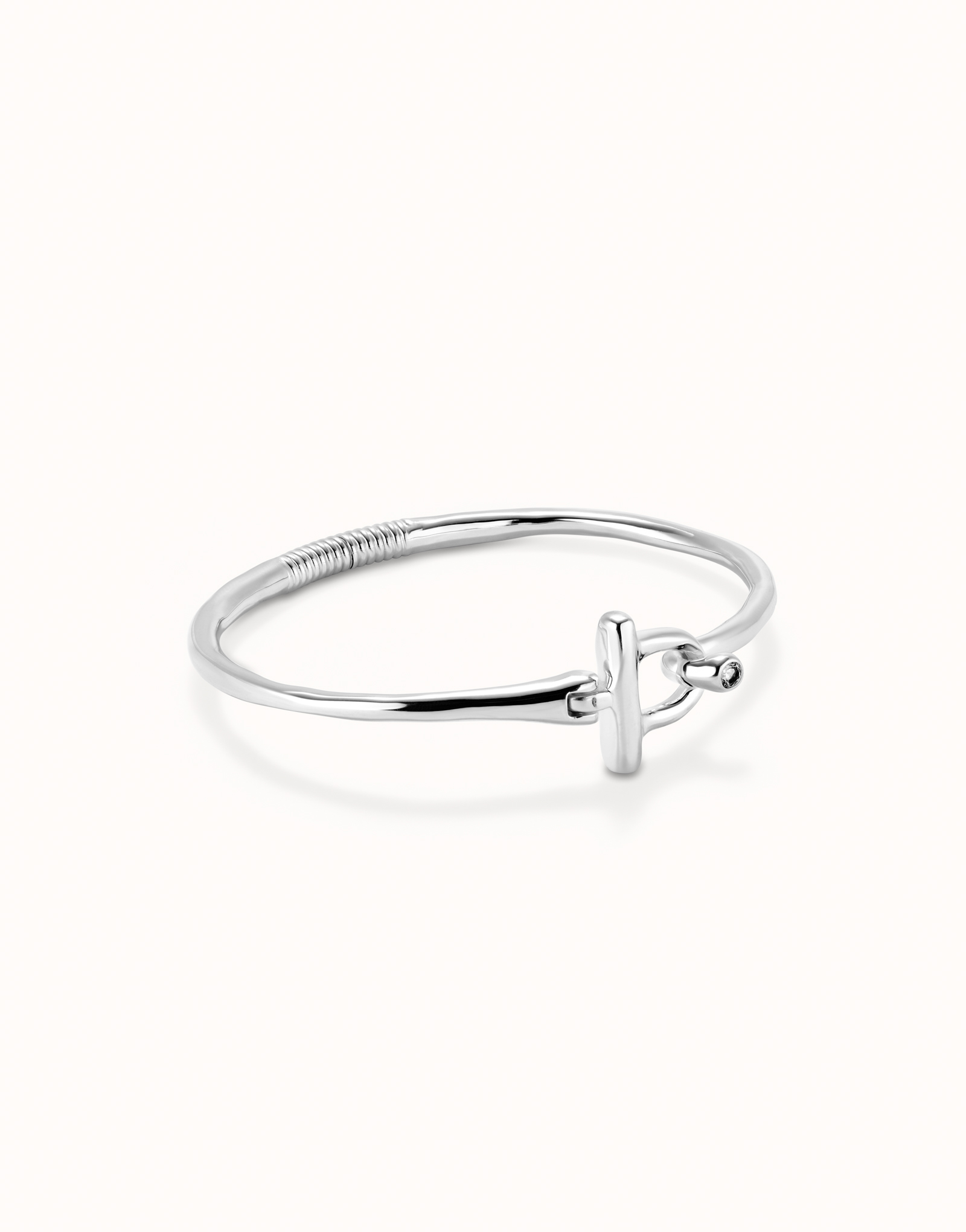 Bangle bracelet with white topaz, Silver, large thumbnail