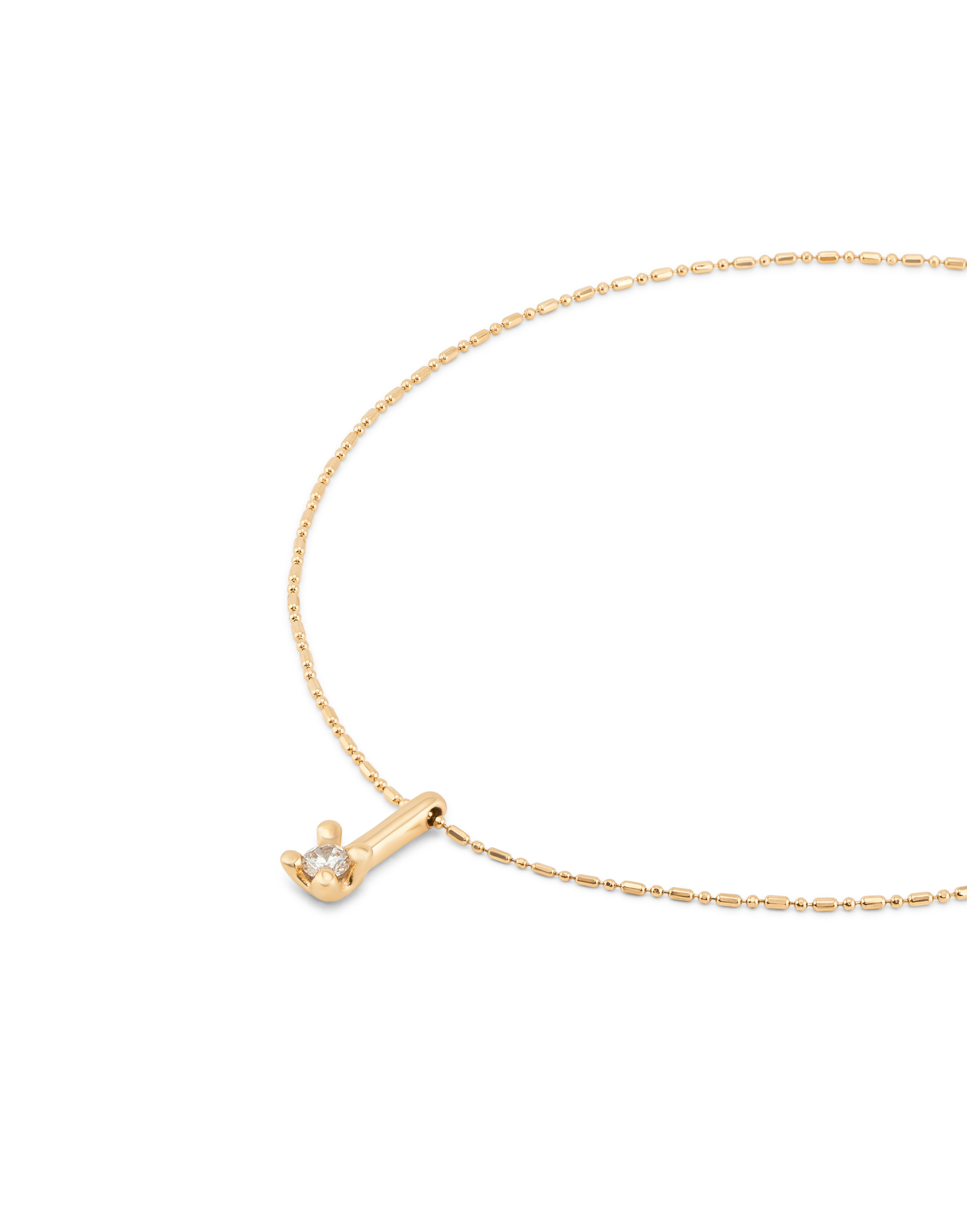 Short chain necklace with white cubic zirconia, Golden, large thumbnail
