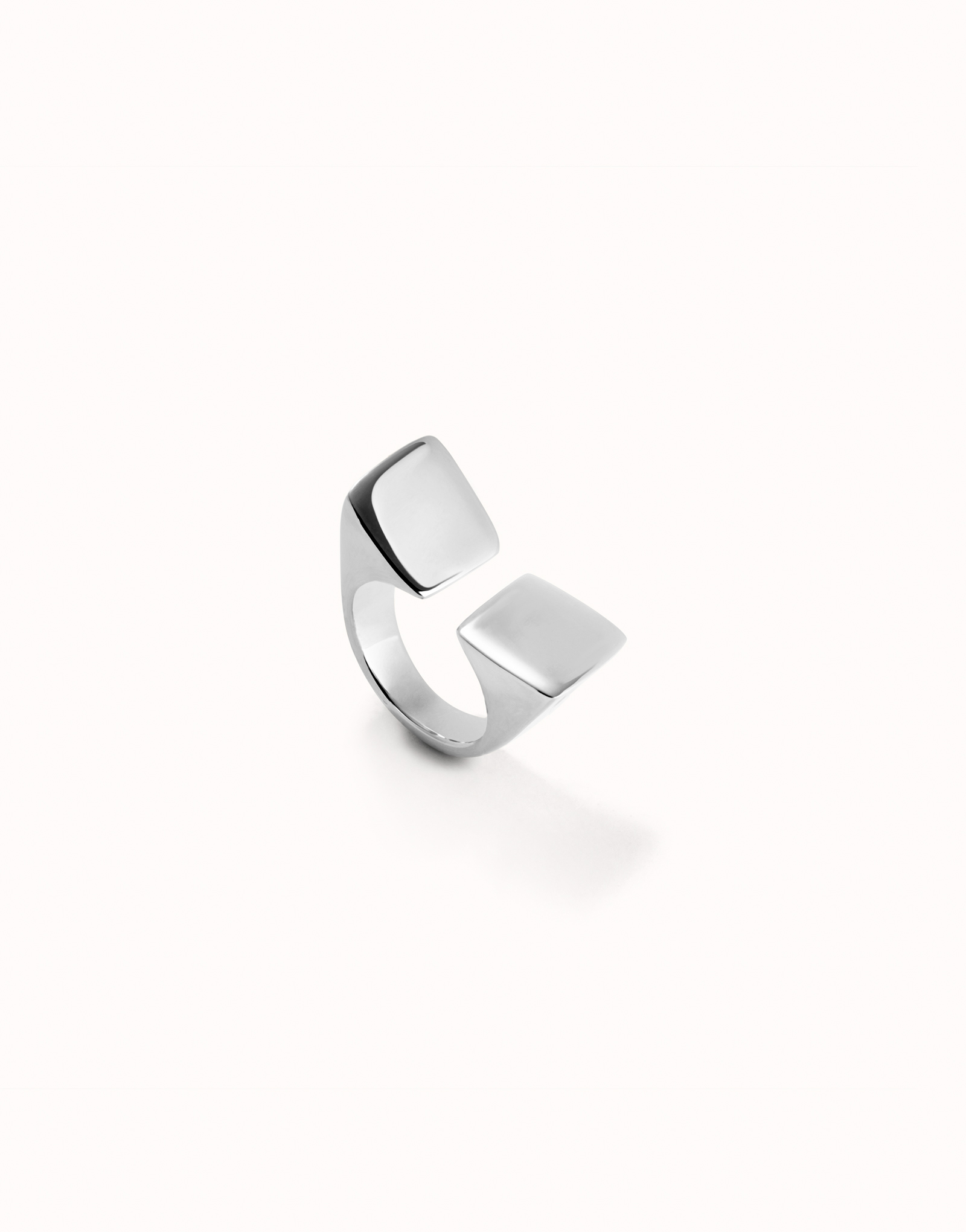 Square shape open ring, Silver, large thumbnail