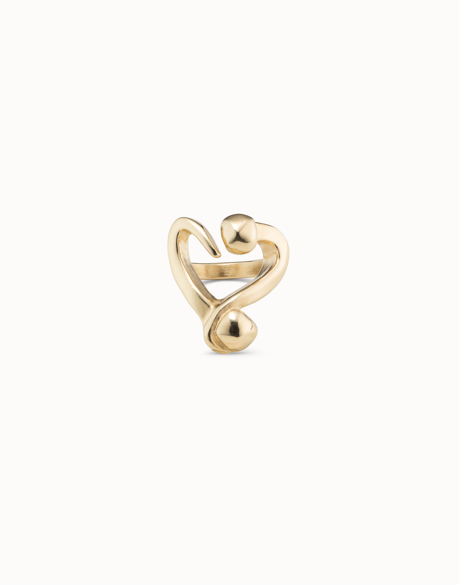 Open ring with a nailed heart, Golden, large thumbnail