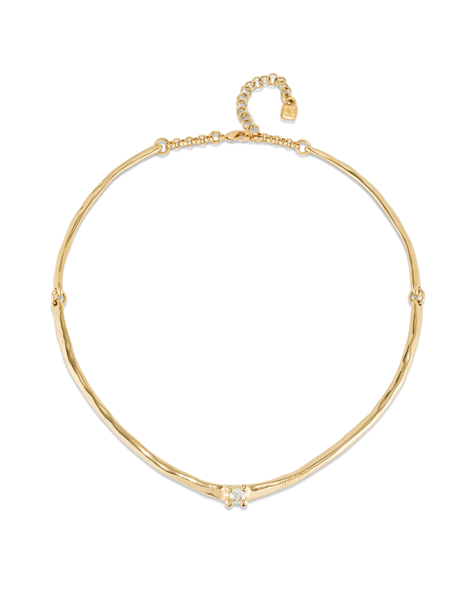 Choker necklace with white cubic zirconia, Golden, large thumbnail