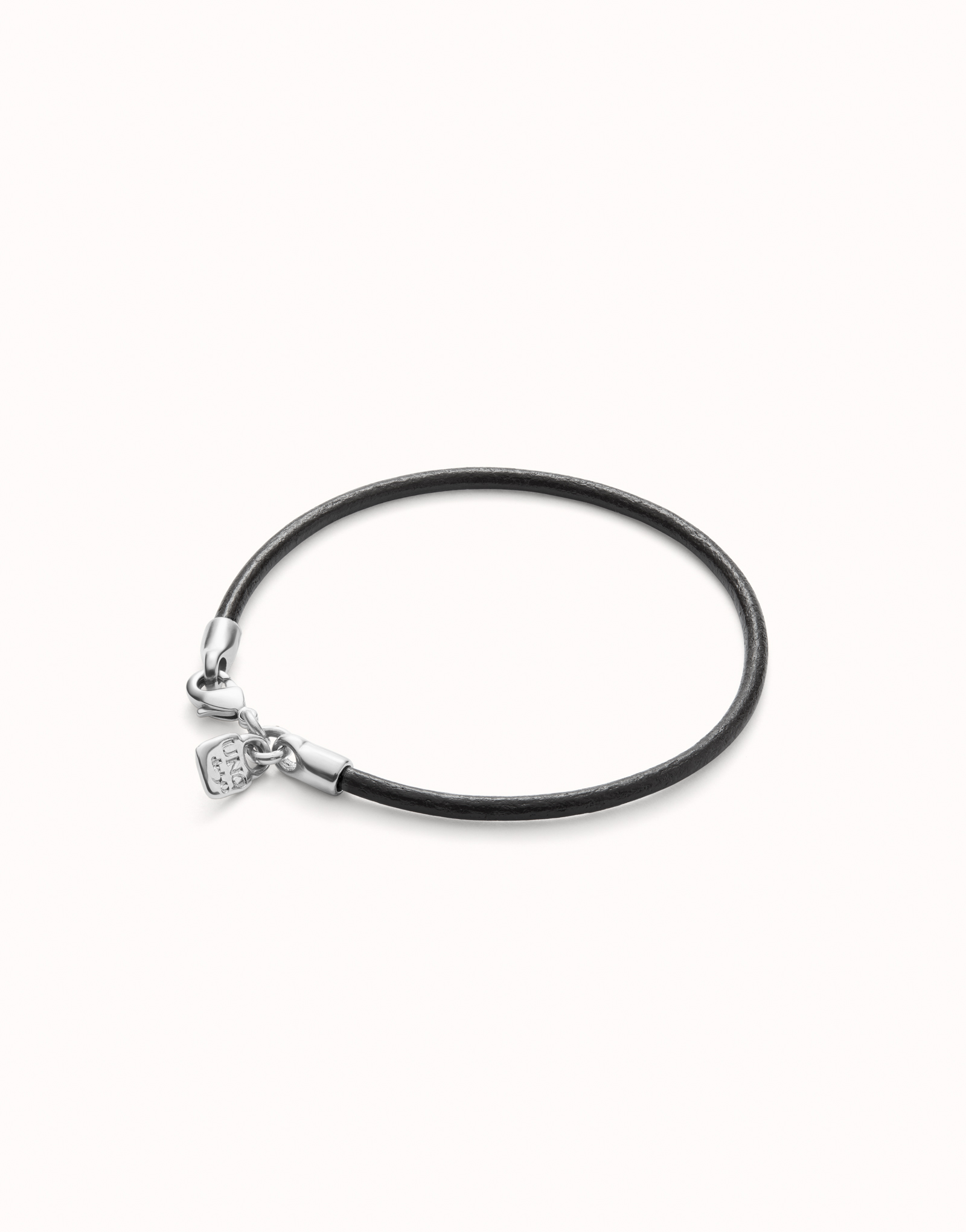 Leather charm bracelet with clasp, Silver, large thumbnail