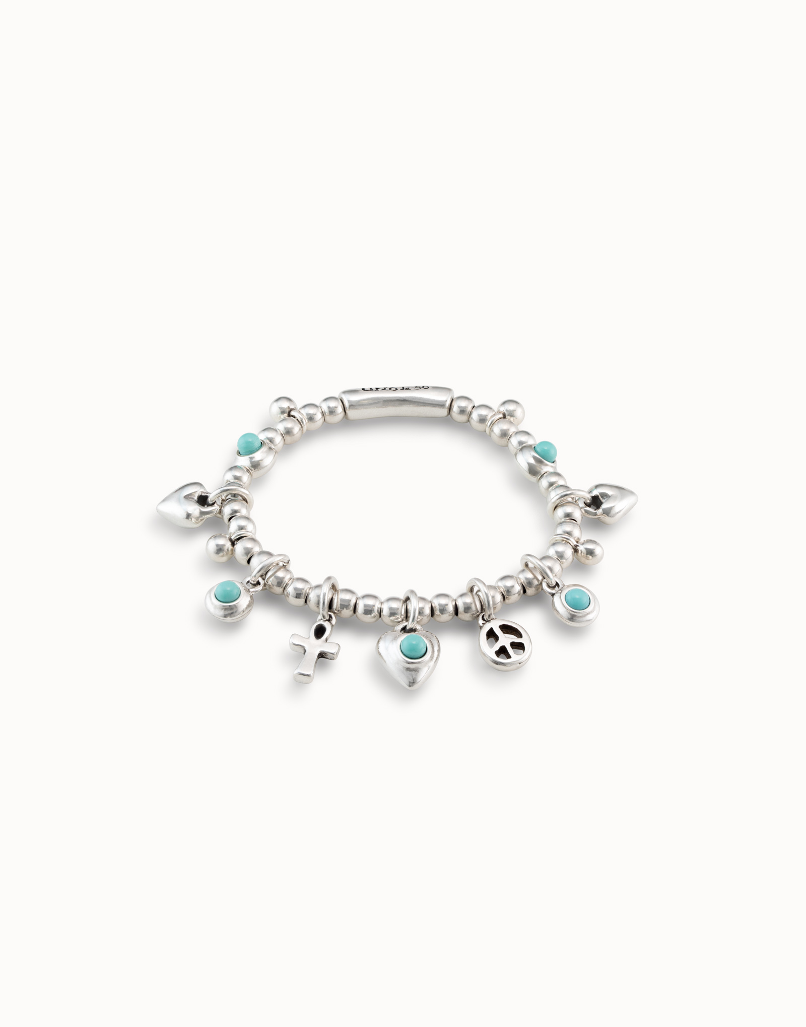 Beaded bracelet with charms, Silver, large thumbnail