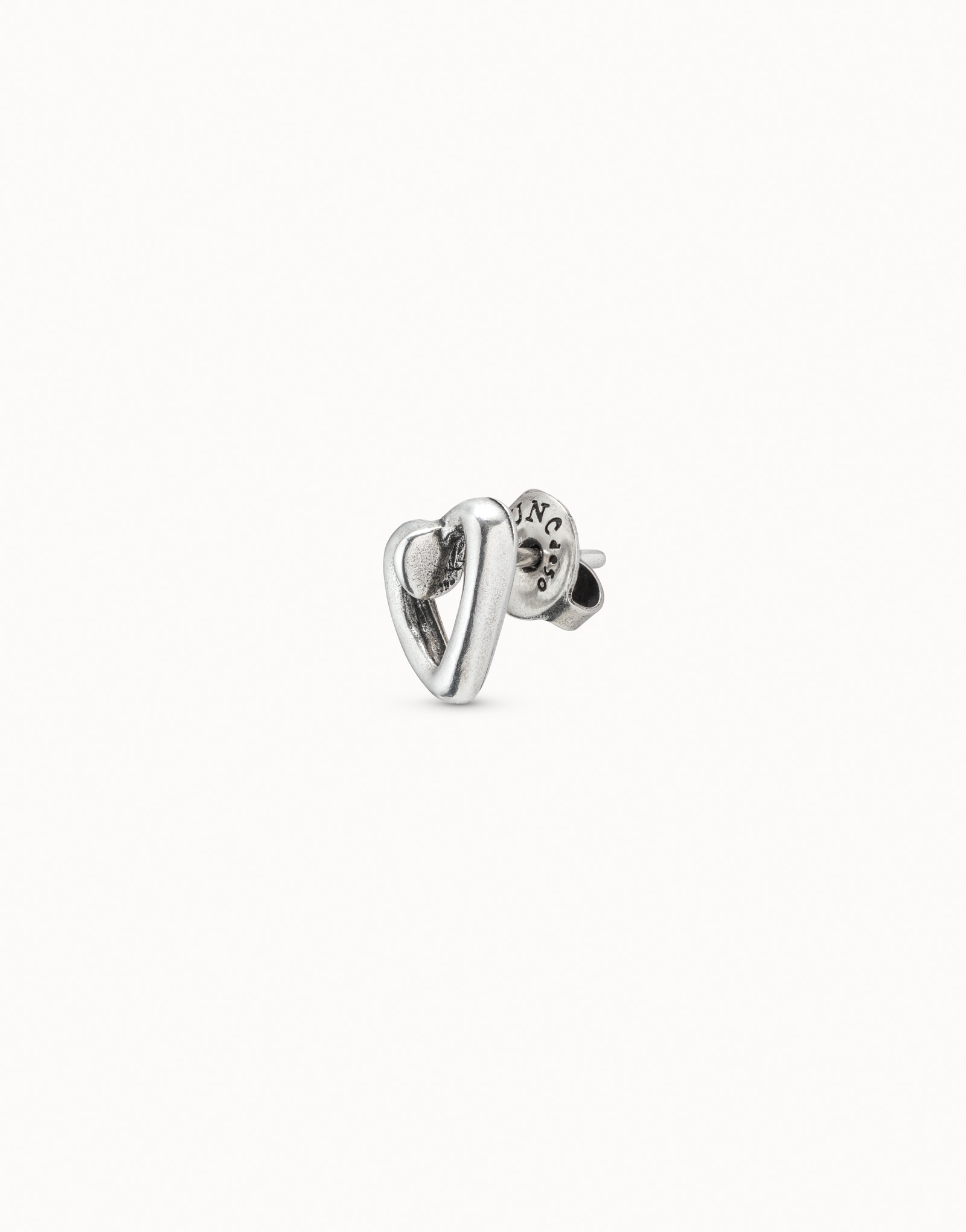 Heart Single Stud Earring, Silver, large thumbnail