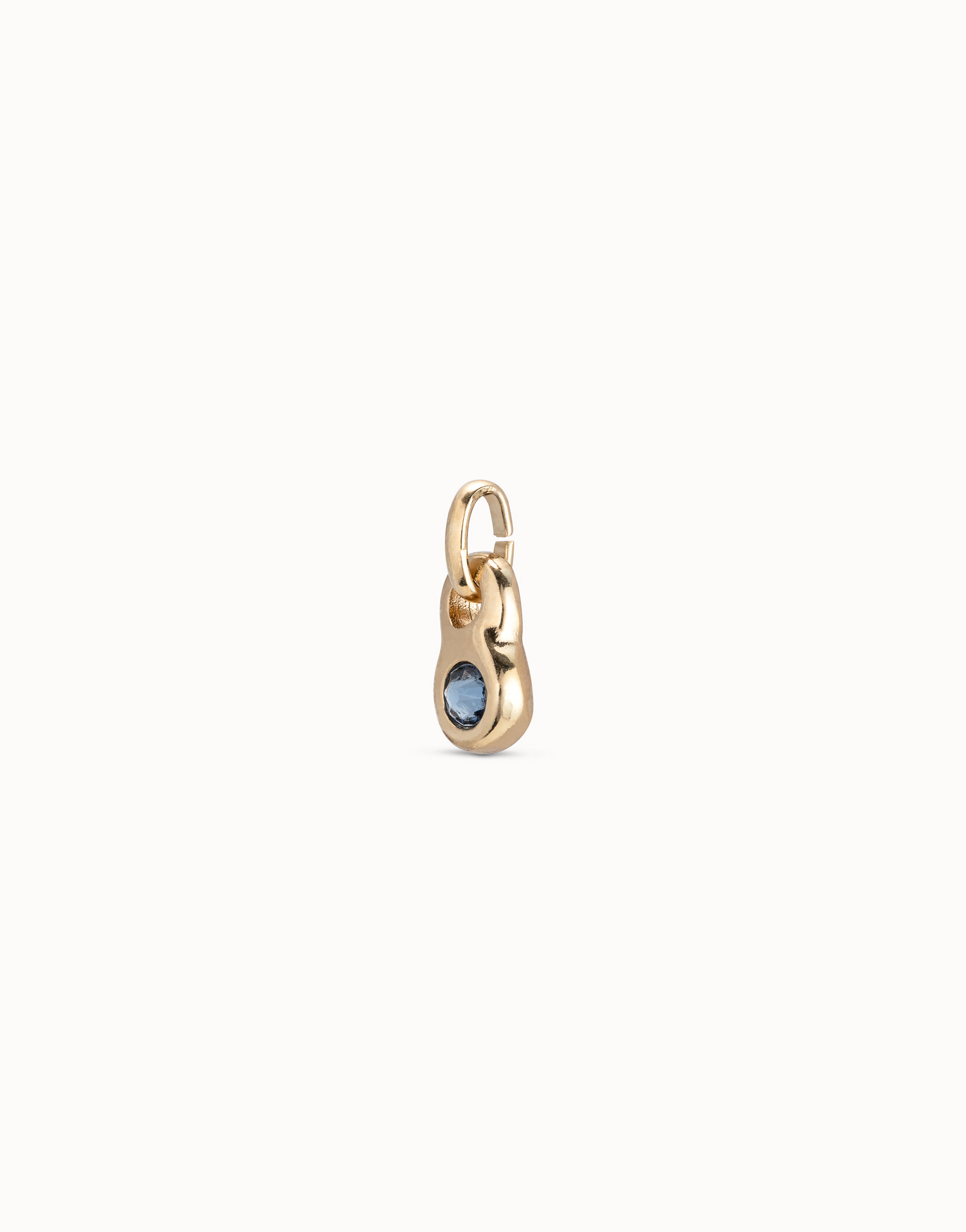 Round shaped Charm with a blue crystal, Golden, large thumbnail