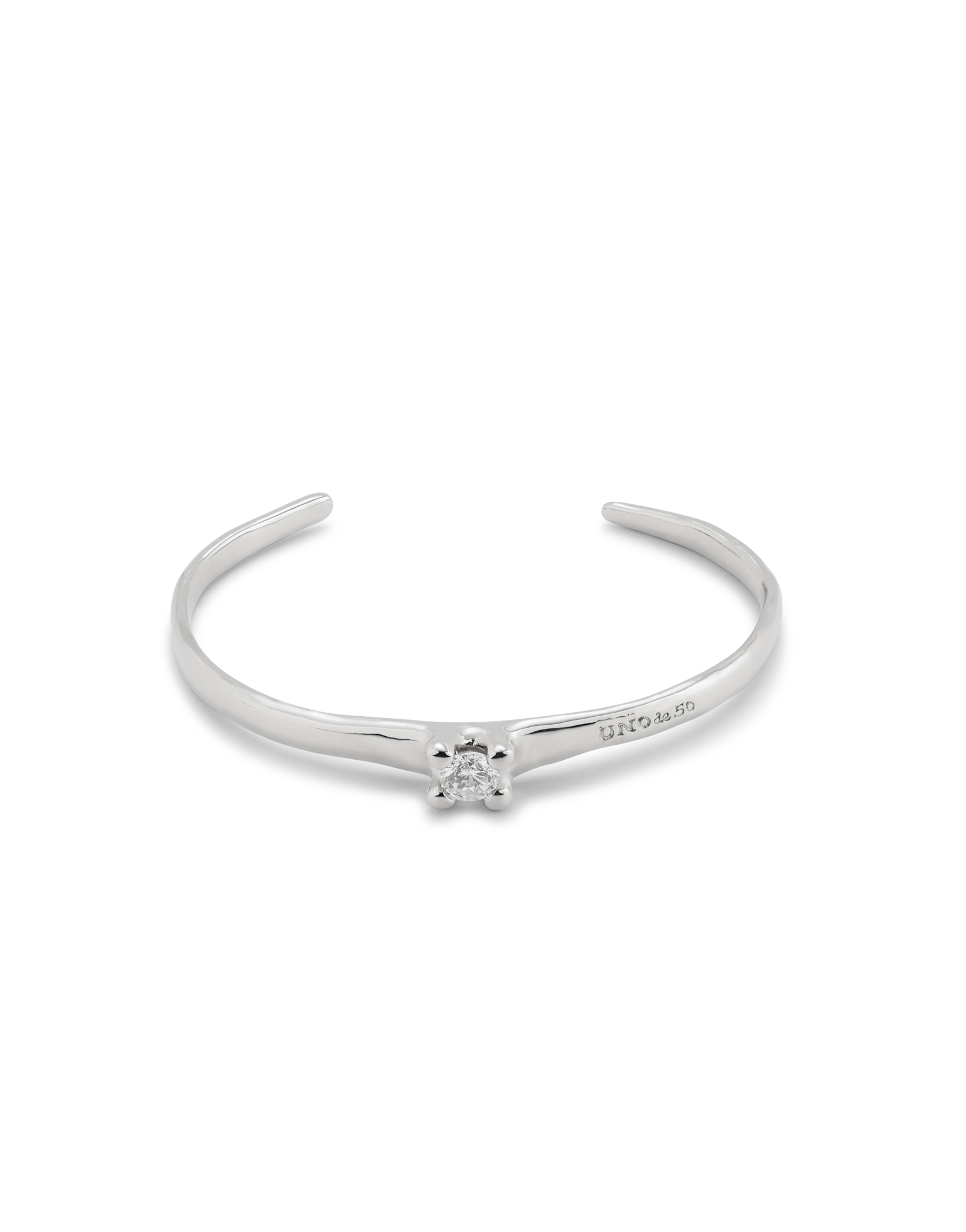 Cuff bracelet with blue cubic zirconia, Silver, large thumbnail
