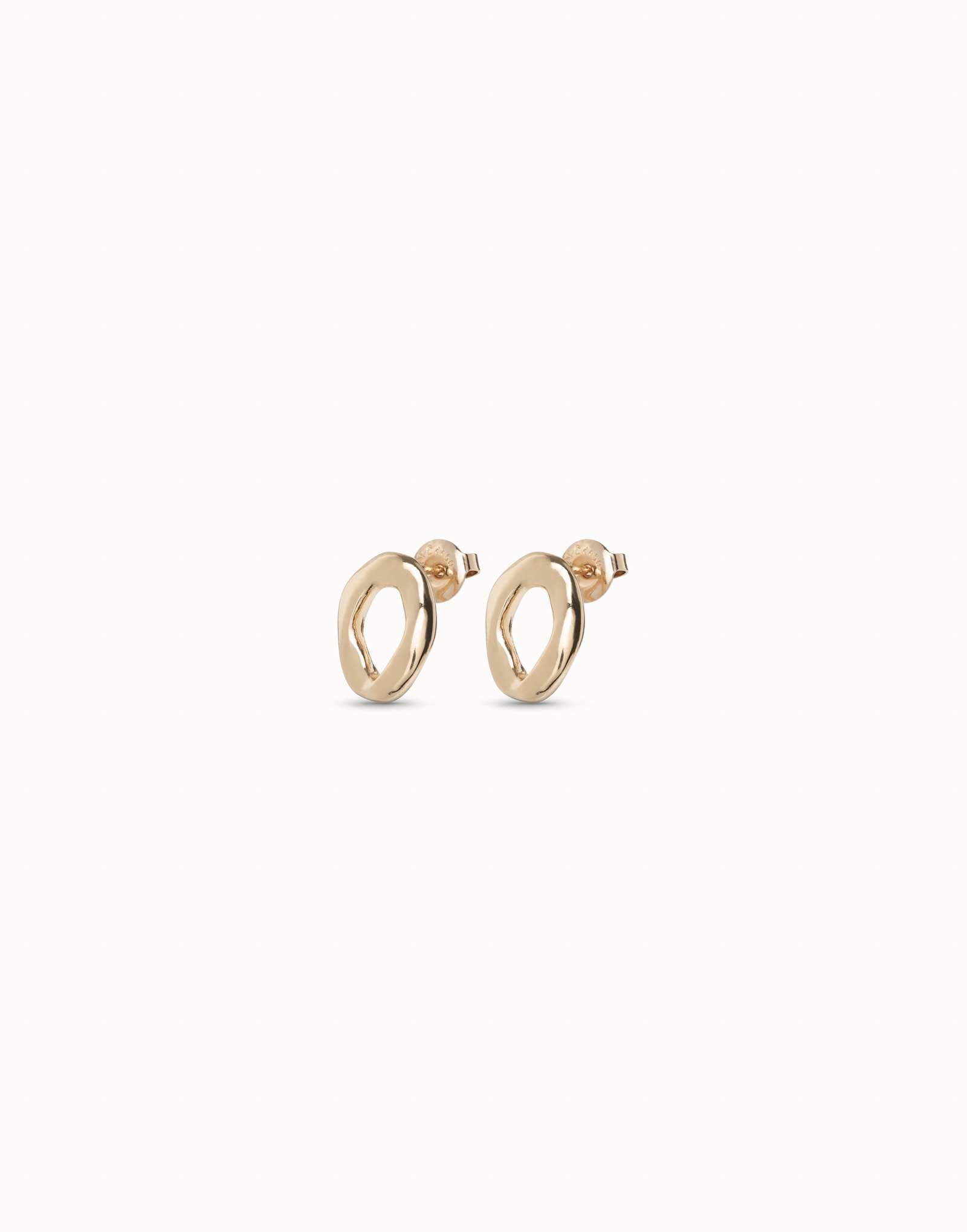 Oval link shape stud earrings, Golden, large thumbnail
