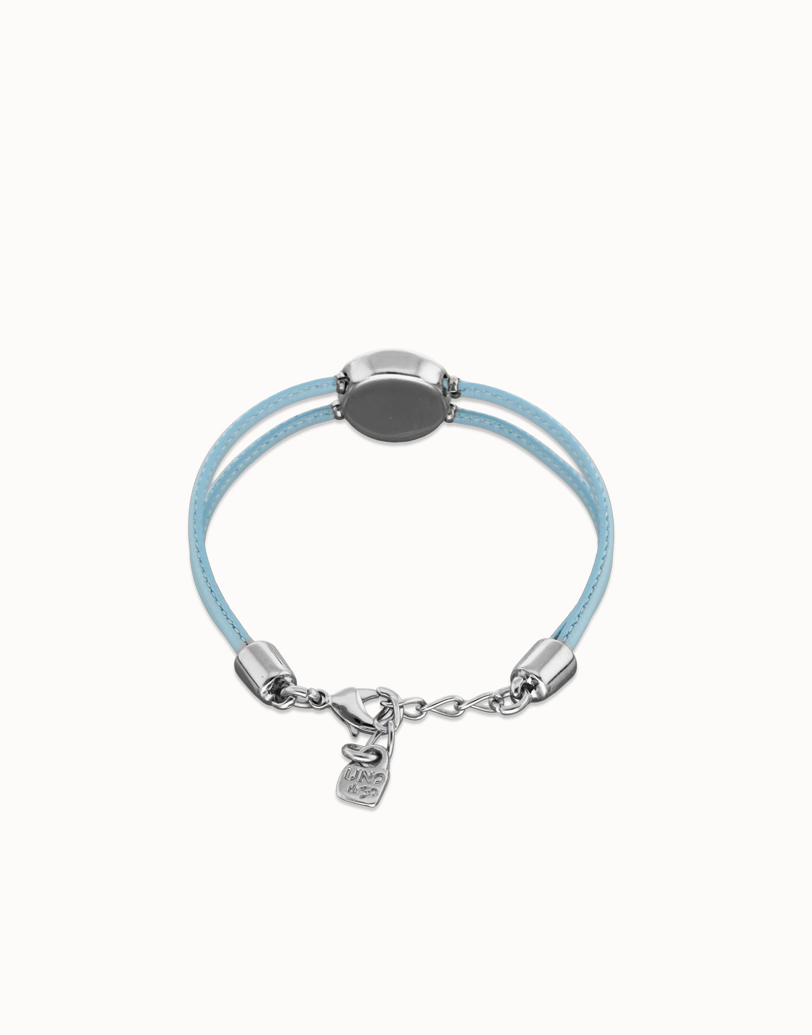 Double blue leather birthstone bracelet with eye, Silver, large thumbnail
