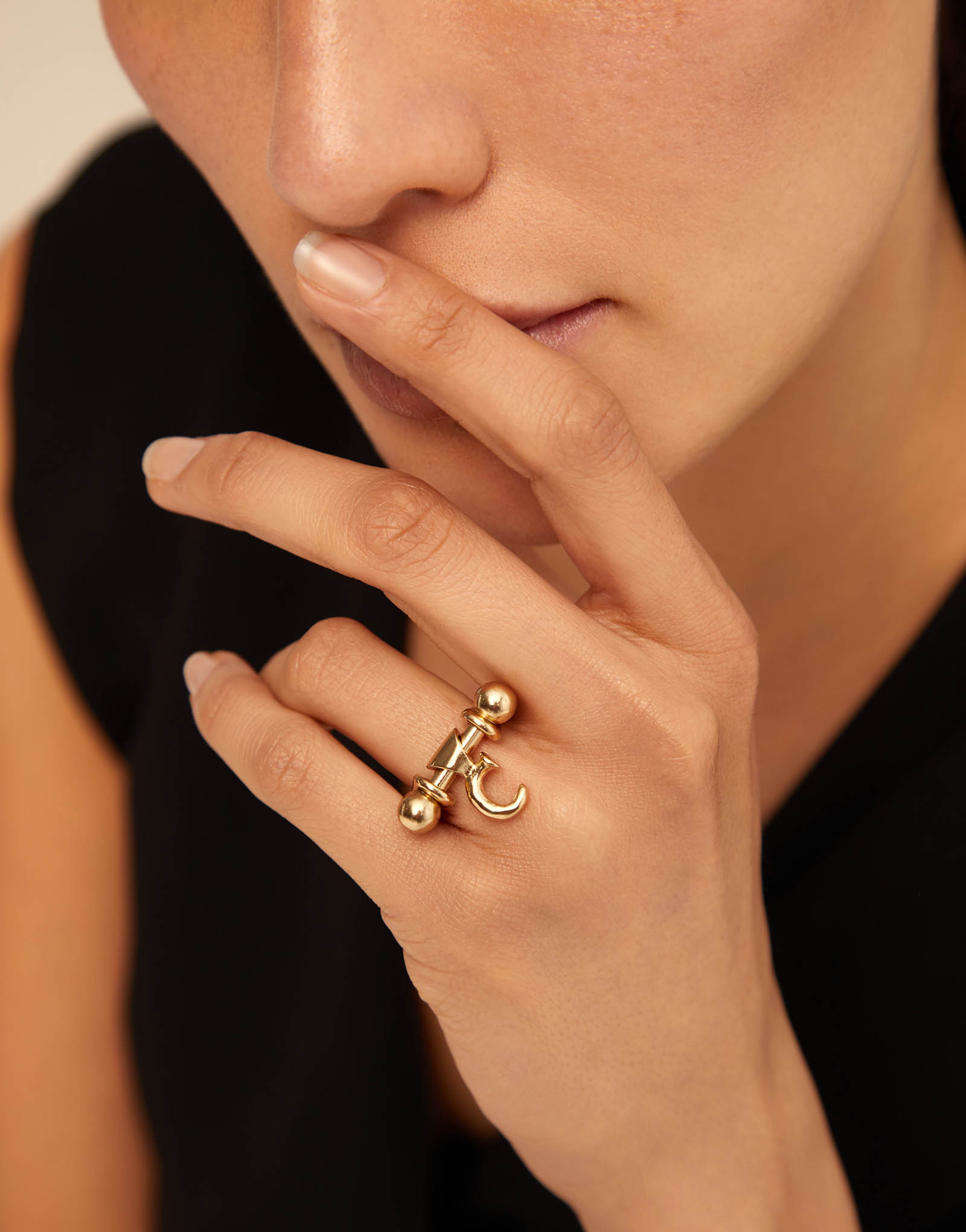 Charm ring, Golden, large thumbnail