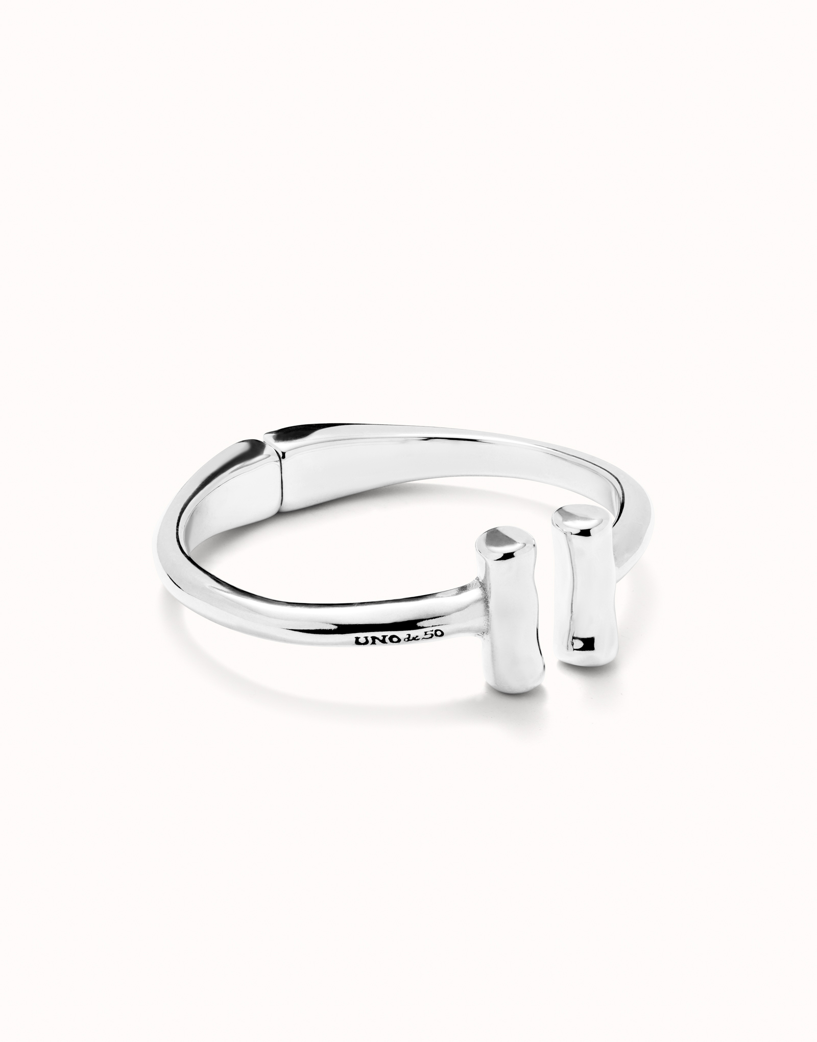 Bangle bracelet with two tubes, Silver, large thumbnail