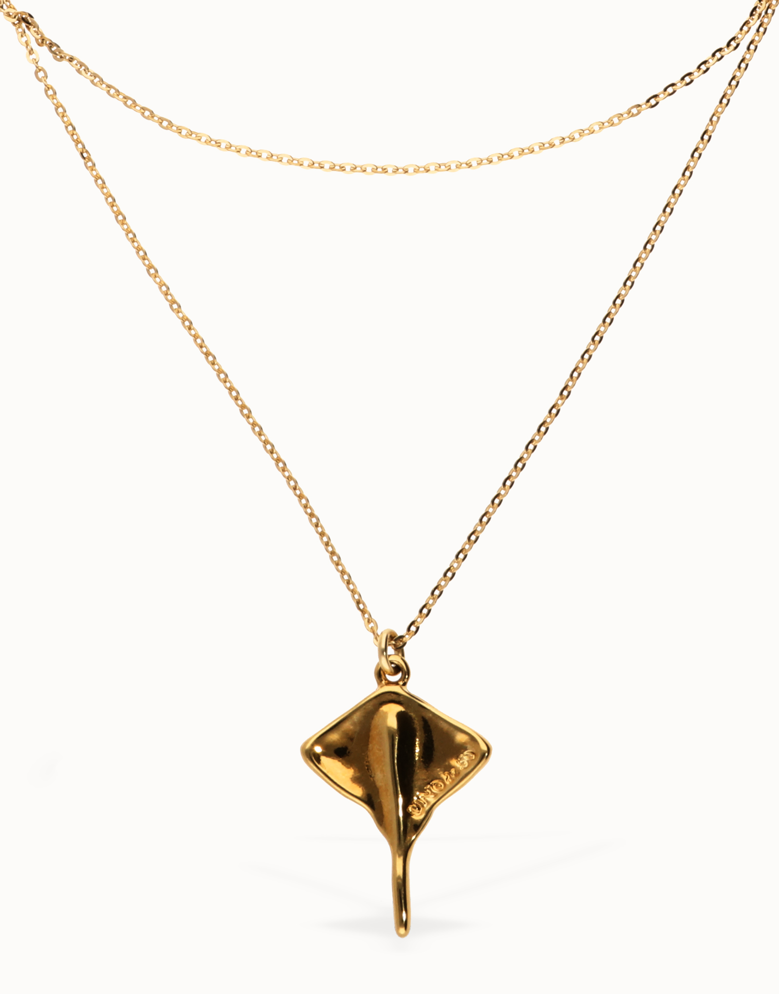 Multi strand chain necklace with manta ray, Golden, large thumbnail