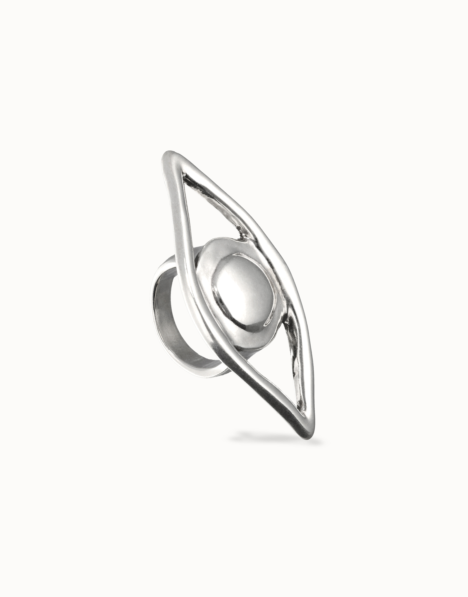 Big eye-shaped ring, Silver, large thumbnail