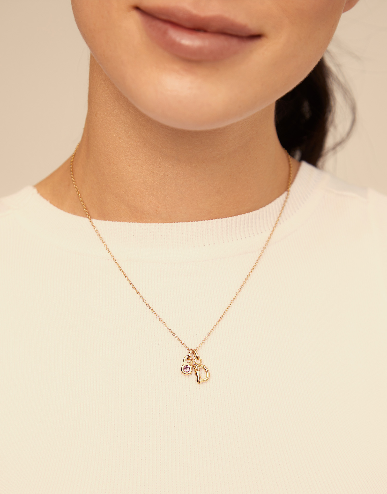 Round shaped Charm with a blue crystal, Golden, large thumbnail