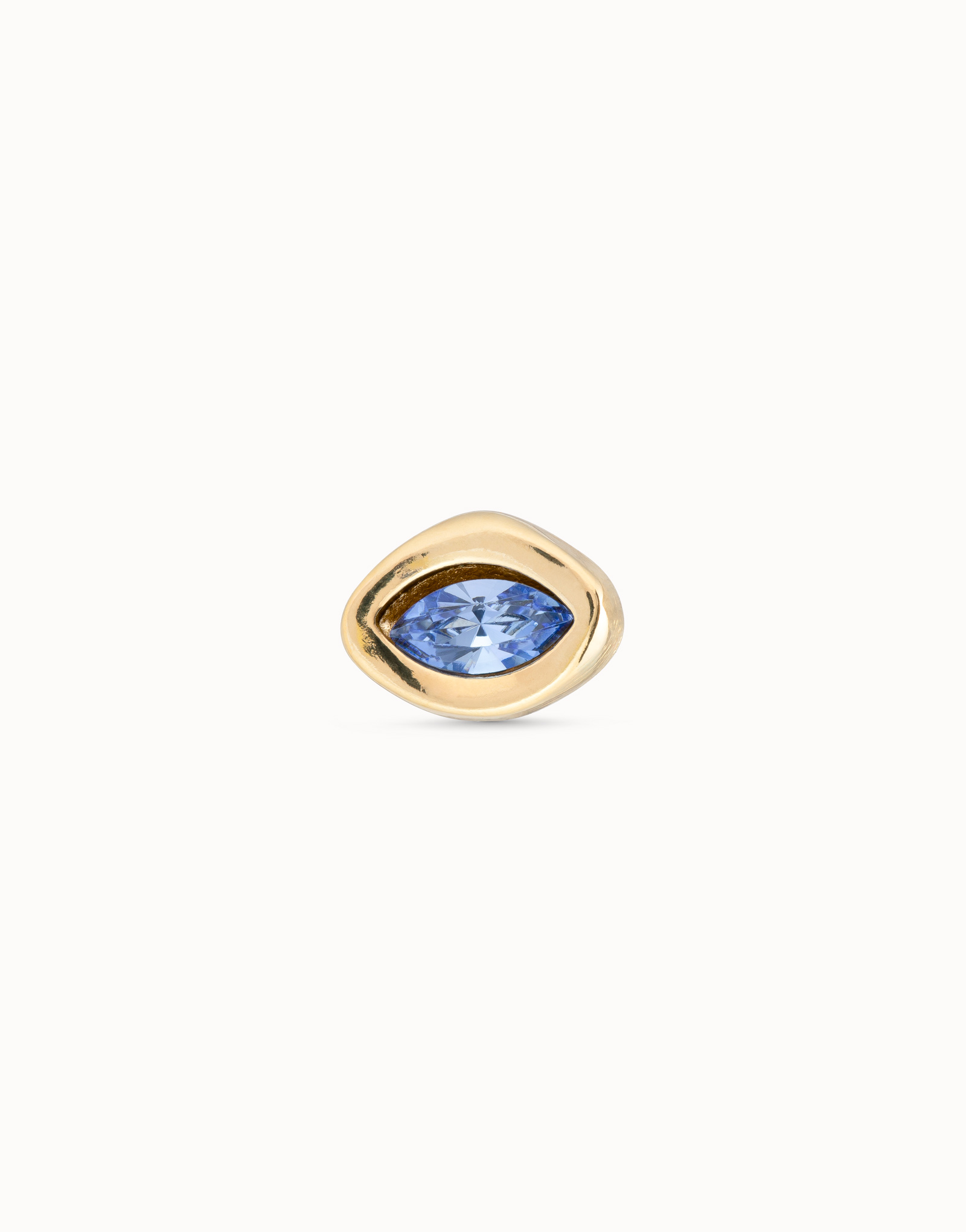 Single Stud Earring With Blue Stone, Golden, large thumbnail
