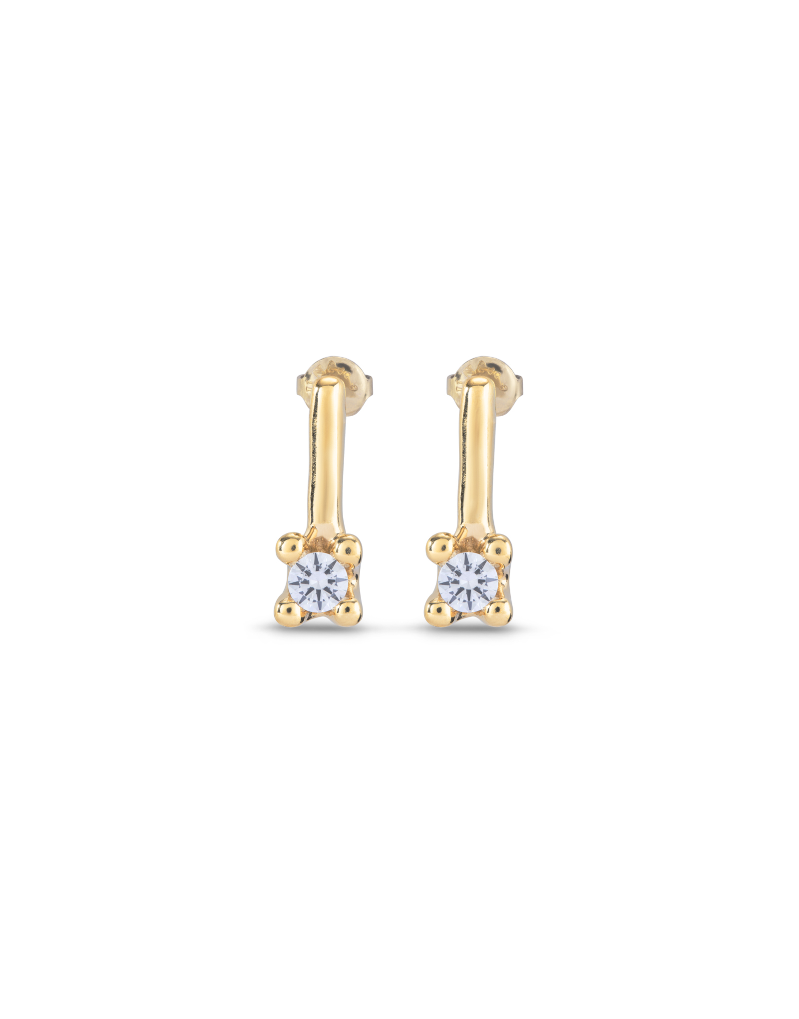 Drop earrings with blue cubic zirconia, Golden, large thumbnail
