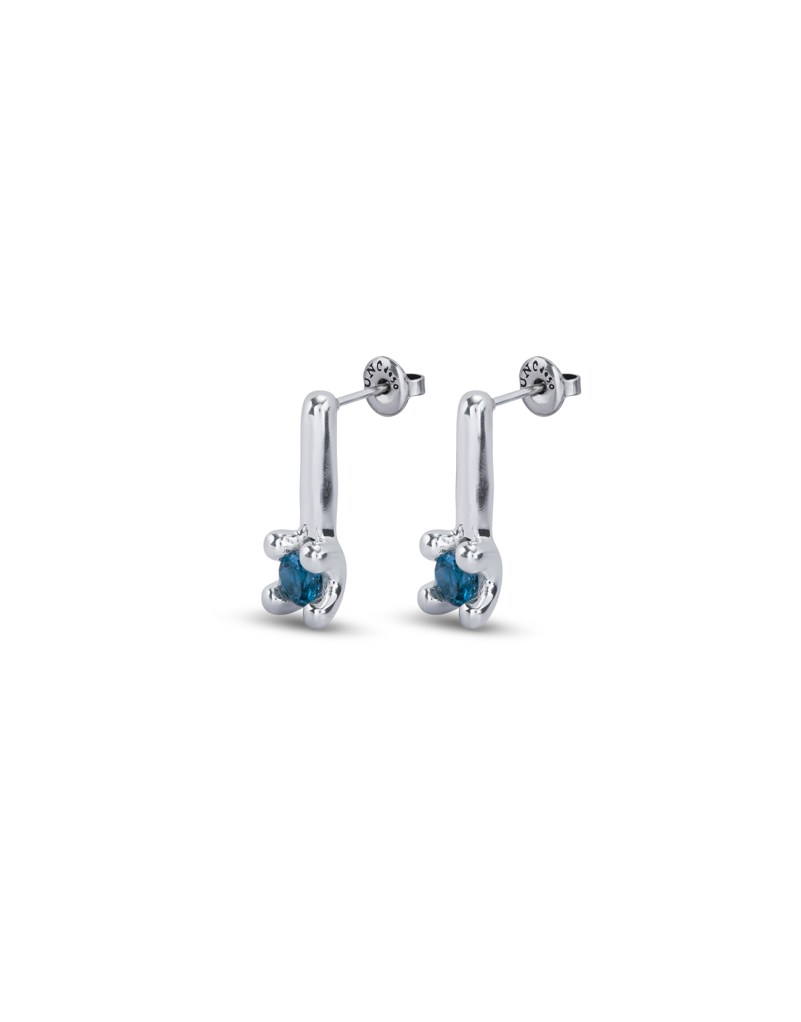 Drop earrings with blue cubic zirconia, Silver, large thumbnail